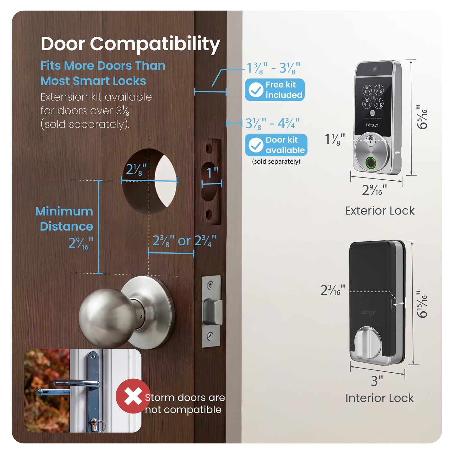 Lockly Visage Zeno Series Smart Lock, Facial Recognition & Fingerprint Keyless Entry Door Lock, Built-in Wi-Fi Deadbolt with Apple Home Key, PIN Genie Keypad, App Remote Control, Easy Installation