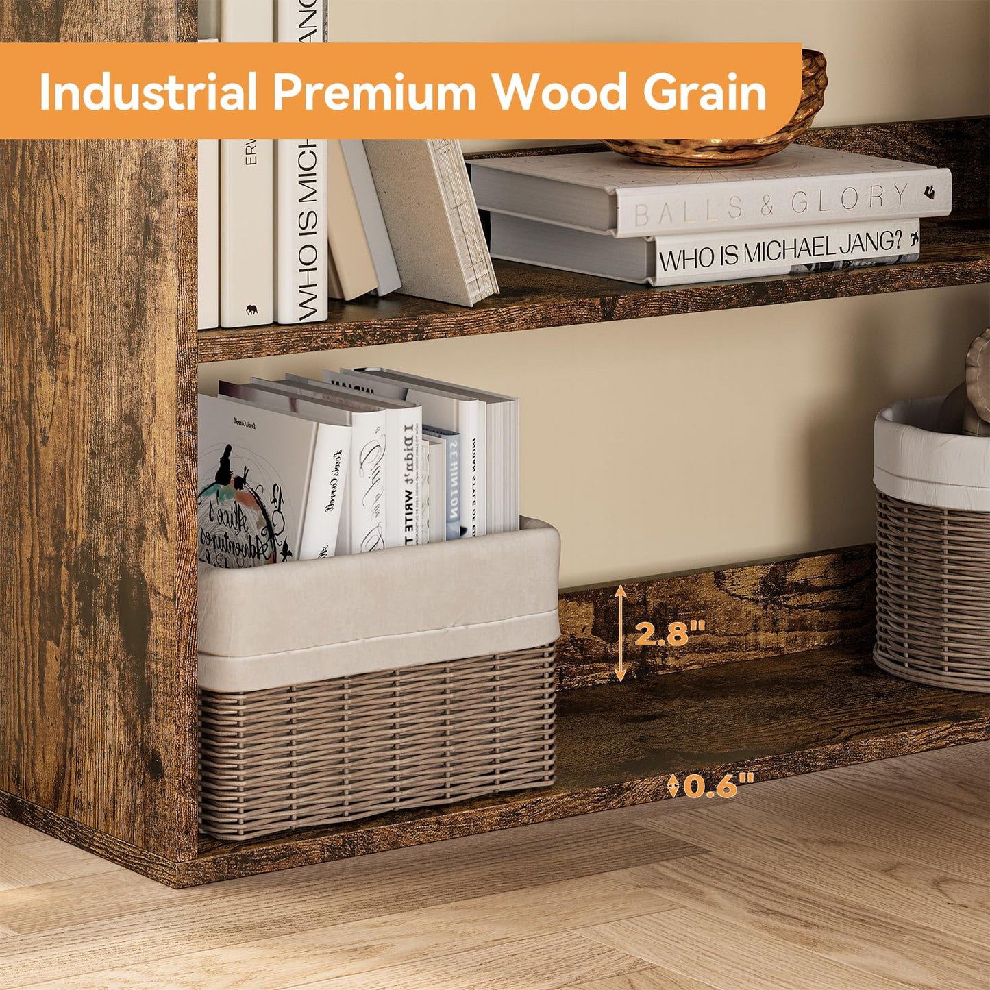 IDEALHOUSE Corner Bookshelf, 6 Tiers Corner Bookcases with Baffles, Corner Shelf L Shaped Bookshelf Storage Display Rack Living Room Bedroom