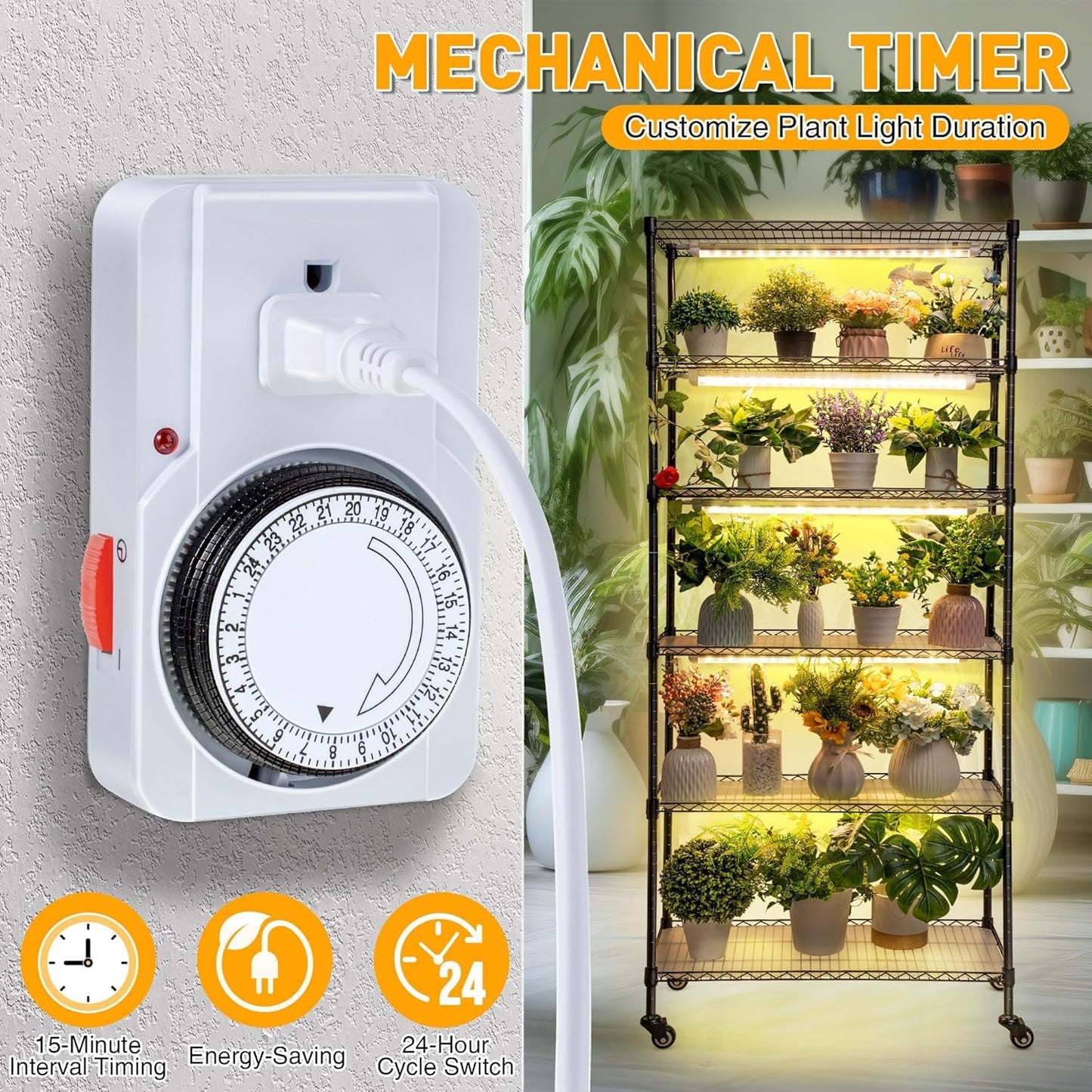 Meonum Indoor Greenhouse with Grow Lights, 6 Tier Metal Plant Shelf with Cover (30" x 13.8" x 70.8"), 5 Pack Full Spectrum Growing Lamps for Seed Starting, Grow Rack with Timer, Thermometer, pH Meter