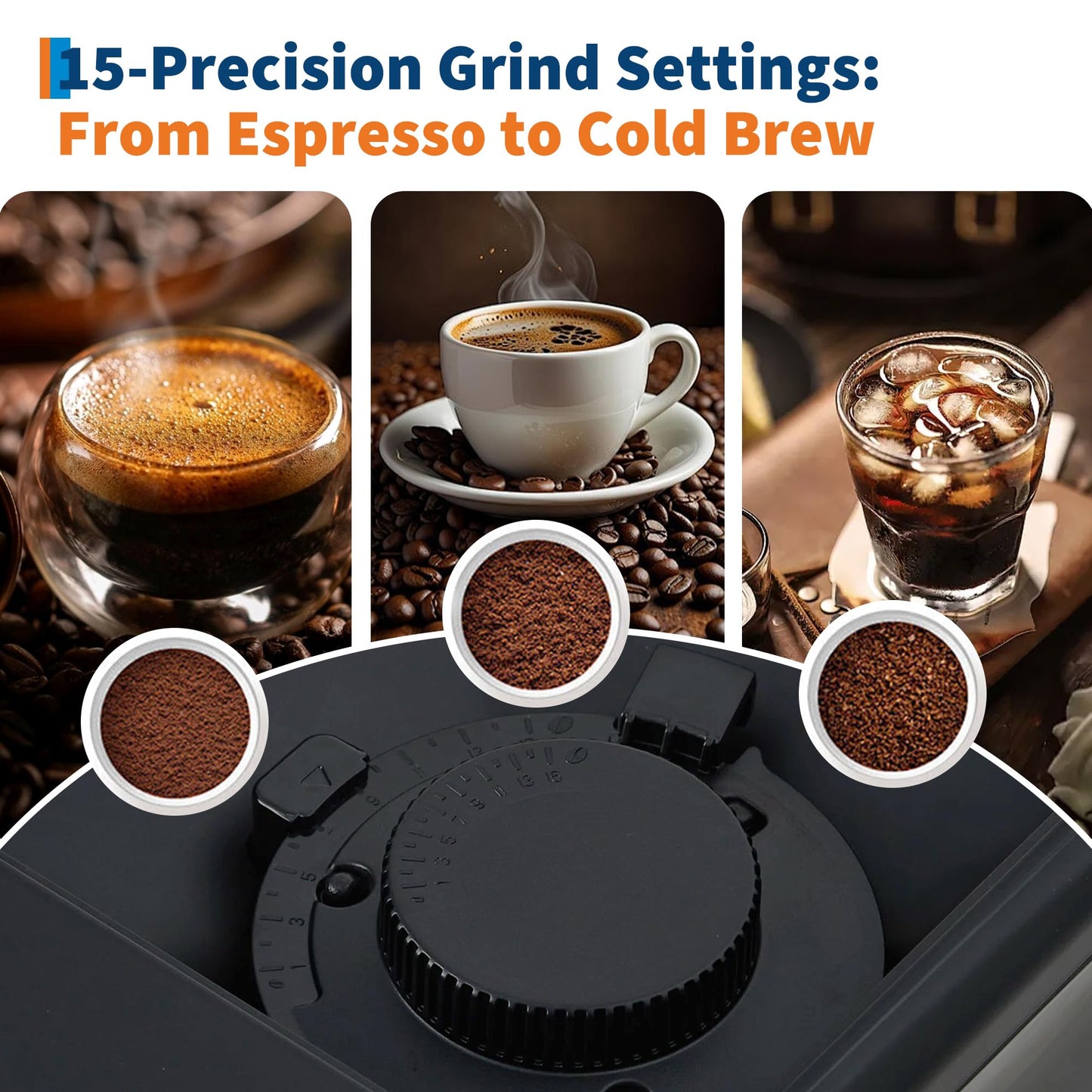 3rd-Gen Espresso Coffee Maker with Milk Frother - Removable Brewer/Grinder, Adjustable Coarseness/Flavor, 3-Level Coffee/Milk Volume, Detachable Milk Tank for Home Baristas, Black Spray Paint