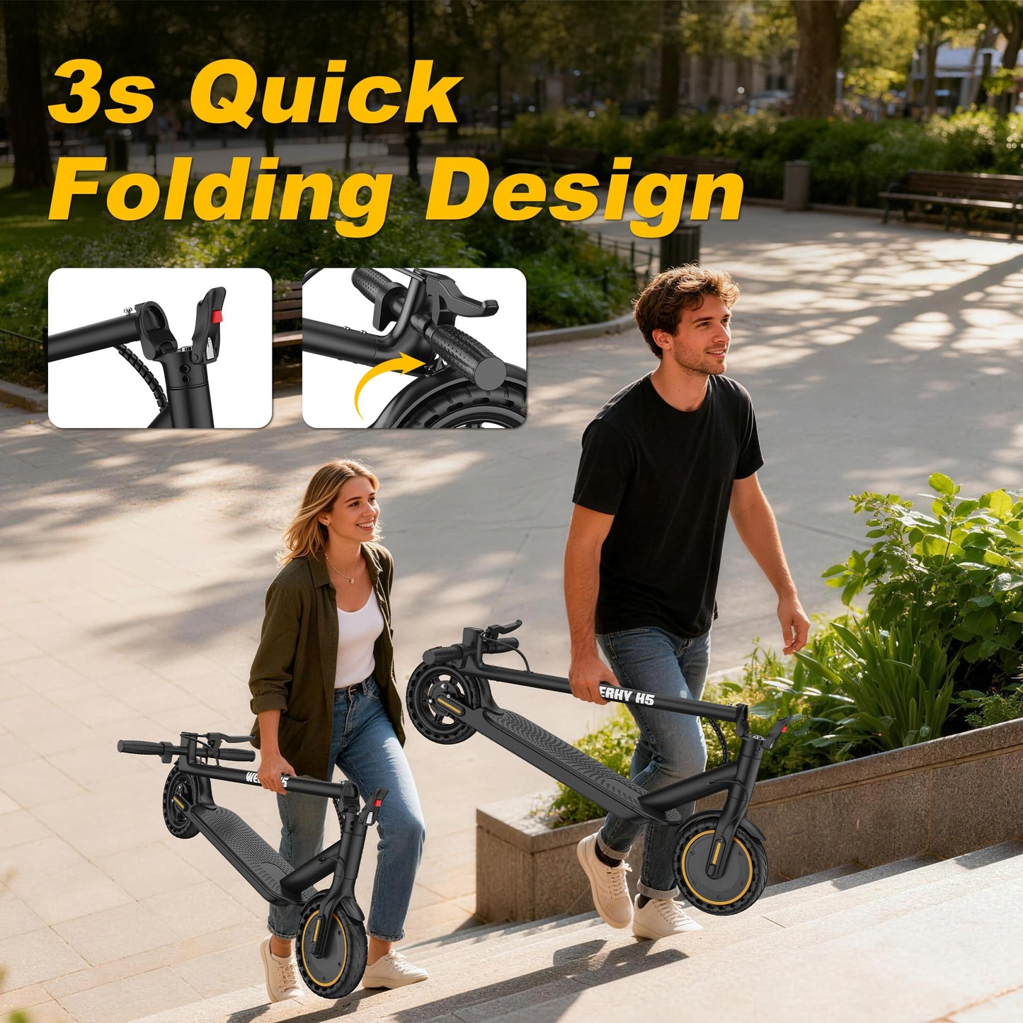 Electric Scooter, 500/350W Motor & 10"/8.5" Solid Tires, Up to 22/19 MPH & 25/15 Miles Rang, Foldable Commuter E Scooter for Adults & Teens