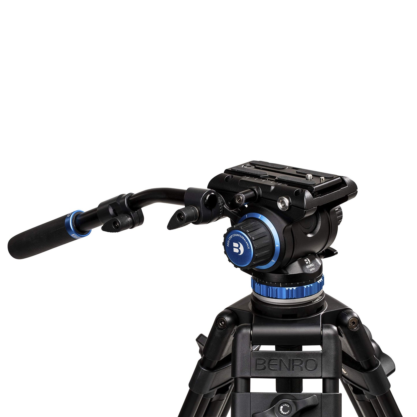Benro S6 PRO Flat Base Fluid Video Head, 13.2 lb. Max, 6 Step Counterbalance (0-5), 1/4"-20 Accessory Mounts, 3/8"-16 Head Mount, w/Pan Arm- Black (S6PRO)