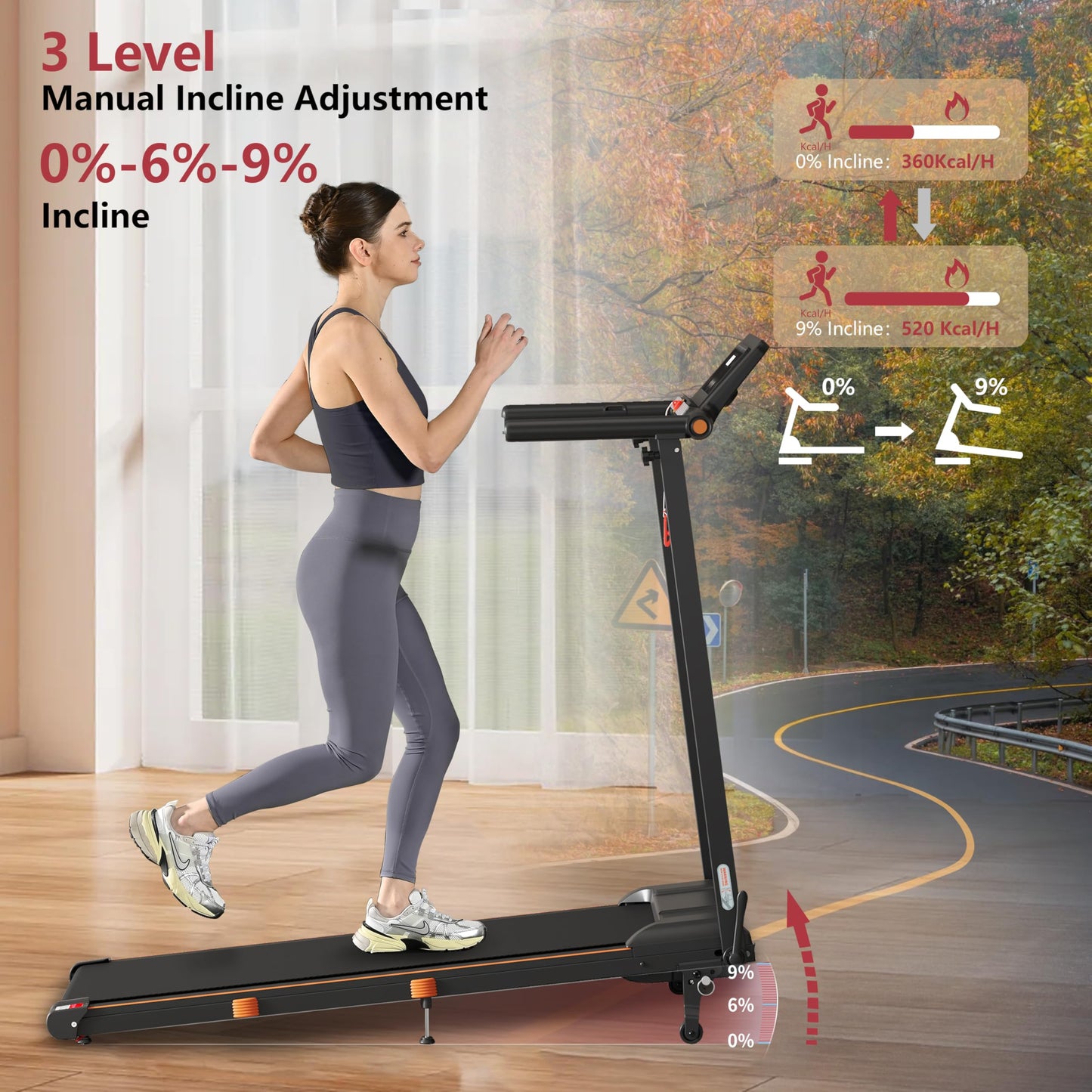 Portable Desk Treadmill for Home, 3.0HP Walking Pad with Incline & Handle, 3 in 1 Compact Removable Desk Workstation Folding Small Walking Treadmills 300 Lbs Capacity for Home Office