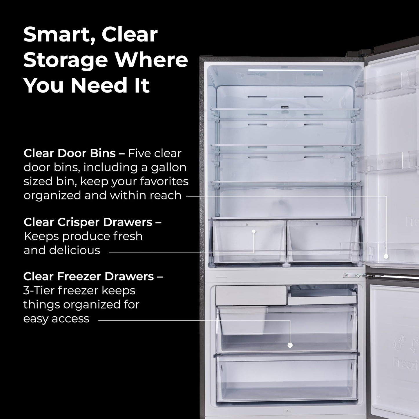 Kenmore 31" Bottom Freezer Refrigerator, Counter Depth - Ice Maker, Adjustable Shelving, Crisper Drawers, ENERGY STAR Certified, 17.8 cu. ft. Capacity, Fingerprint Resistant Stainless Steel
