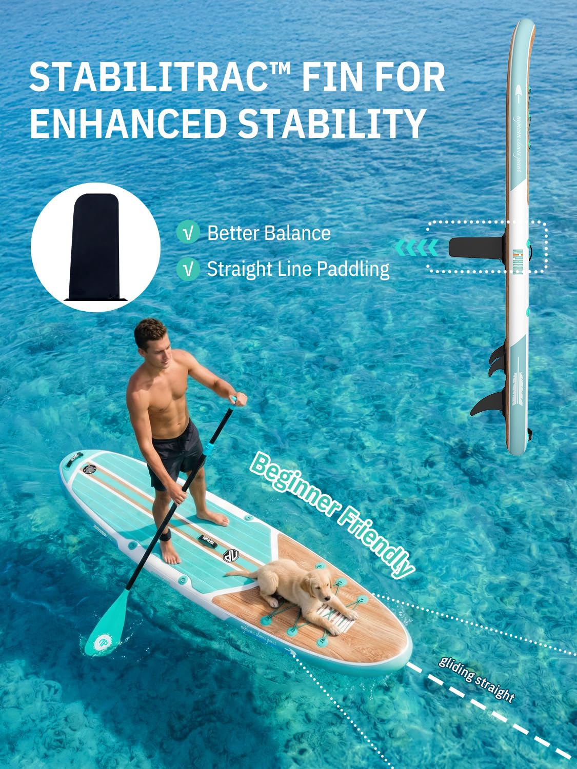 Niphean Paddle Board with Seat, 10’6’’ Paddleboard Inflatable Paddle Board with Seat Anti-Slip EVA Deck and StabilTrac Fin, Inflatable Paddle Boards for Adults & Youth of All Skill Levels
