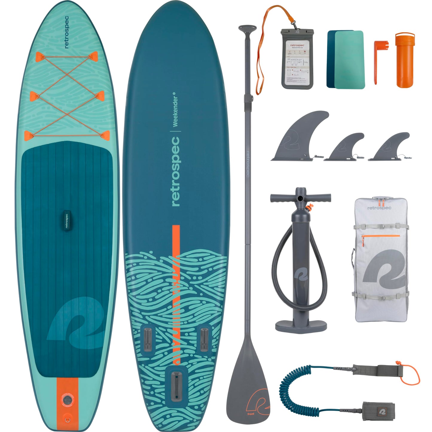 Retrospec Weekender Inflatable Paddle Board with Beach Accessories - 10'6" X 32in SUP Board, Textured Deck Pad, Pump & Travel Bag - Lightweight iSUP