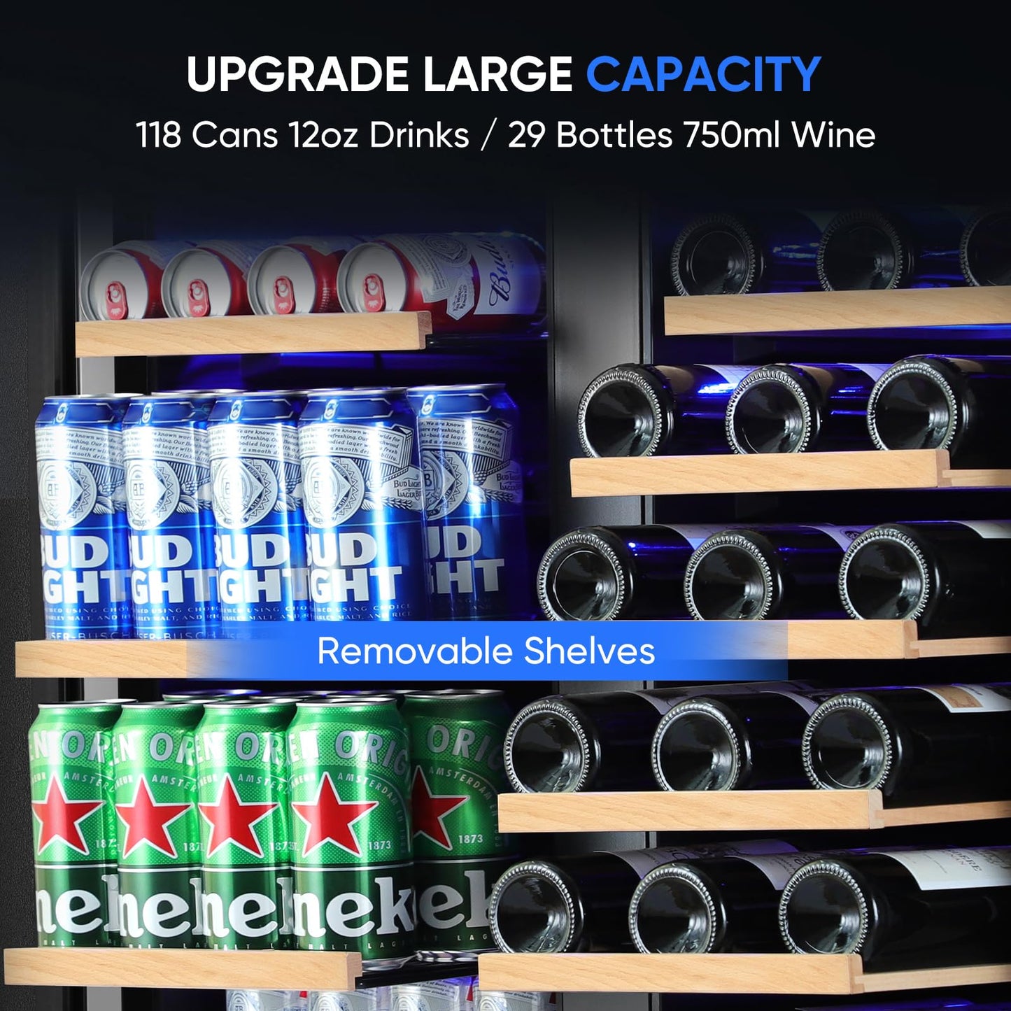 ORYMUSE 30" Stainless Steel Wine & Beverage Refrigerator - Dual Zone, Built-in/Freestanding with Upgraded Cooling - 30 Bottles & 110 Cans Capacity