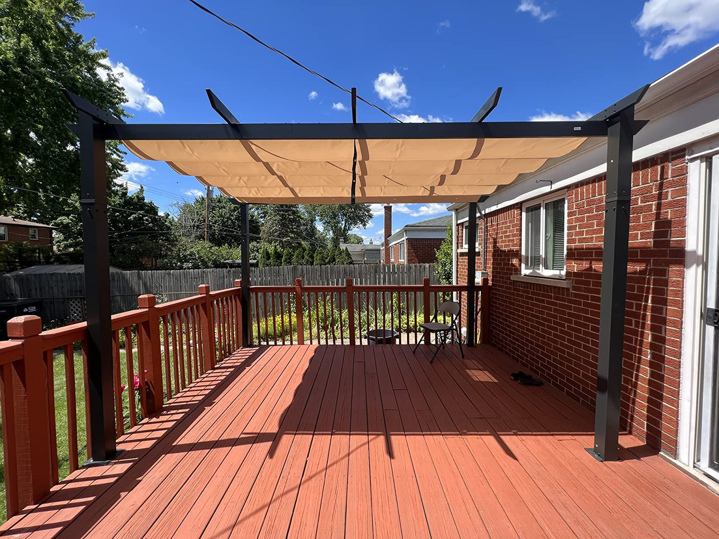 Domi Outdoor Living 10’ X 13’ Outdoor Retractable Pergola with Weather-Resistant Canopy Aluminum Garden Pergola Patio Grill Gazebo for Courtyard