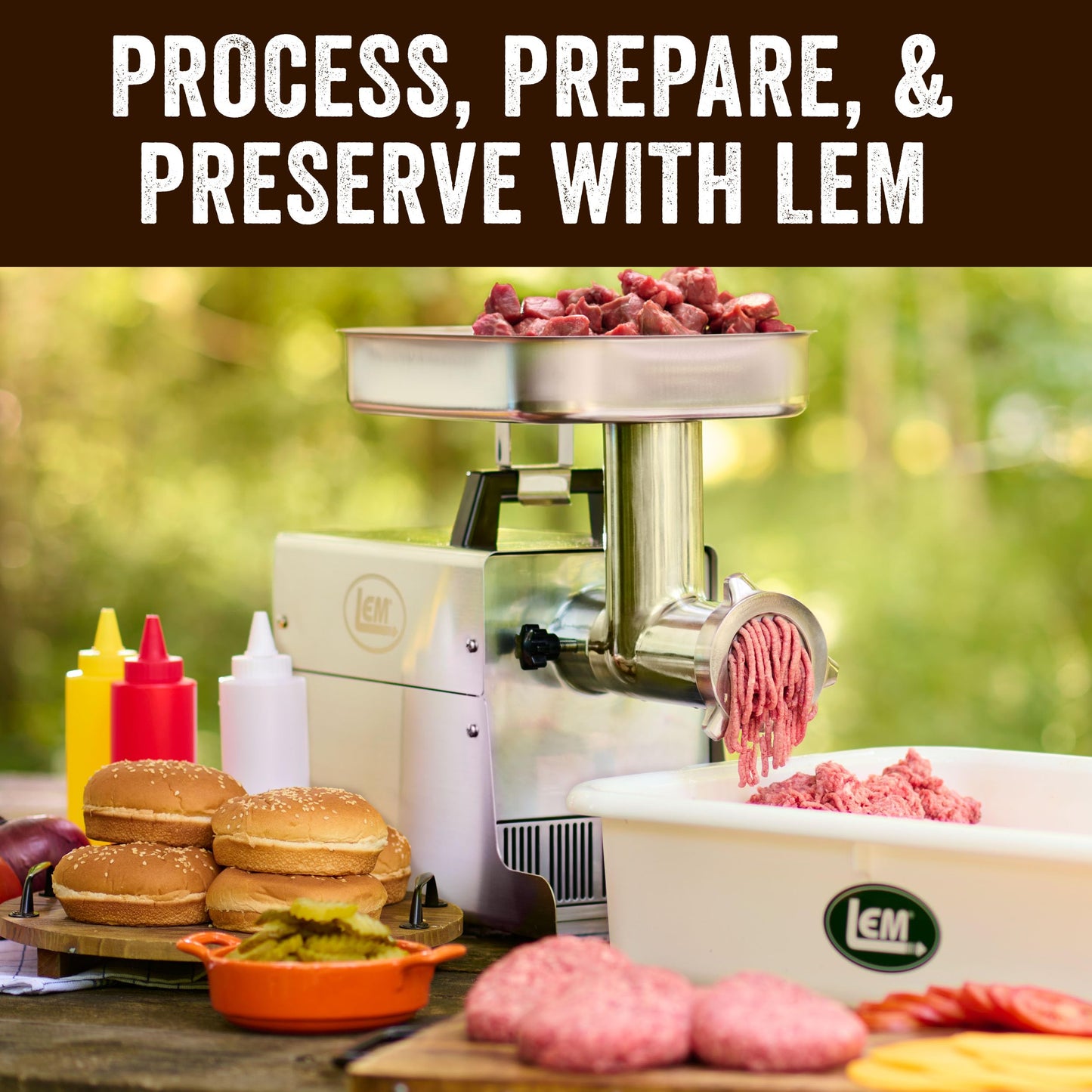 LEM Products BigBite #32 Meat Grinder, 1.5 HP Commercial-Quality Stainless Steel Electric Meat Grinder for Professional and Home Use, Heavy-Duty Food Processor for Grinding, Sausage Stuffing, Cooking