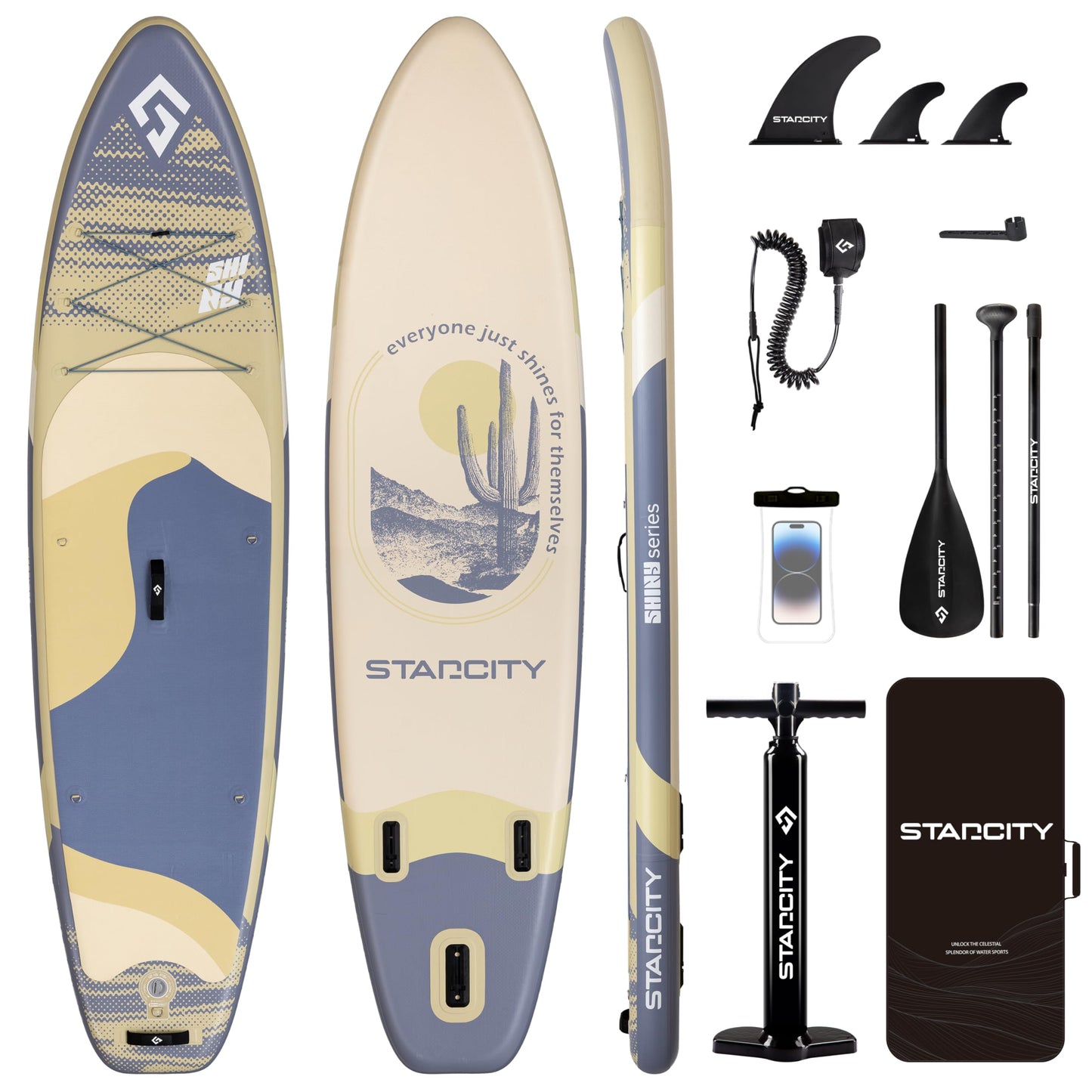 STARCITY Inflatable Paddle Board Wide Stable All Around Performance Touring Yoga Fishing Ready 420 Pound Capacity11'*33"*6" for Lake Ocean W/Floating Paddle Beginners Couples Families