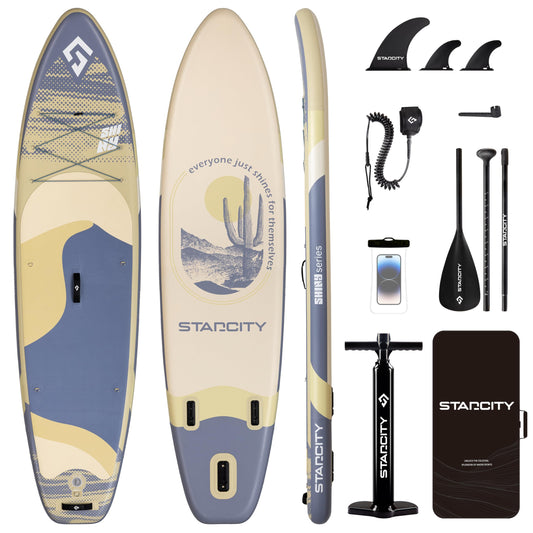 STARCITY Inflatable Paddle Board Wide Stable All Around Performance Touring Yoga Fishing Ready 420 Pound Capacity11'*33"*6" for Lake Ocean W/Floating Paddle Beginners Couples Families