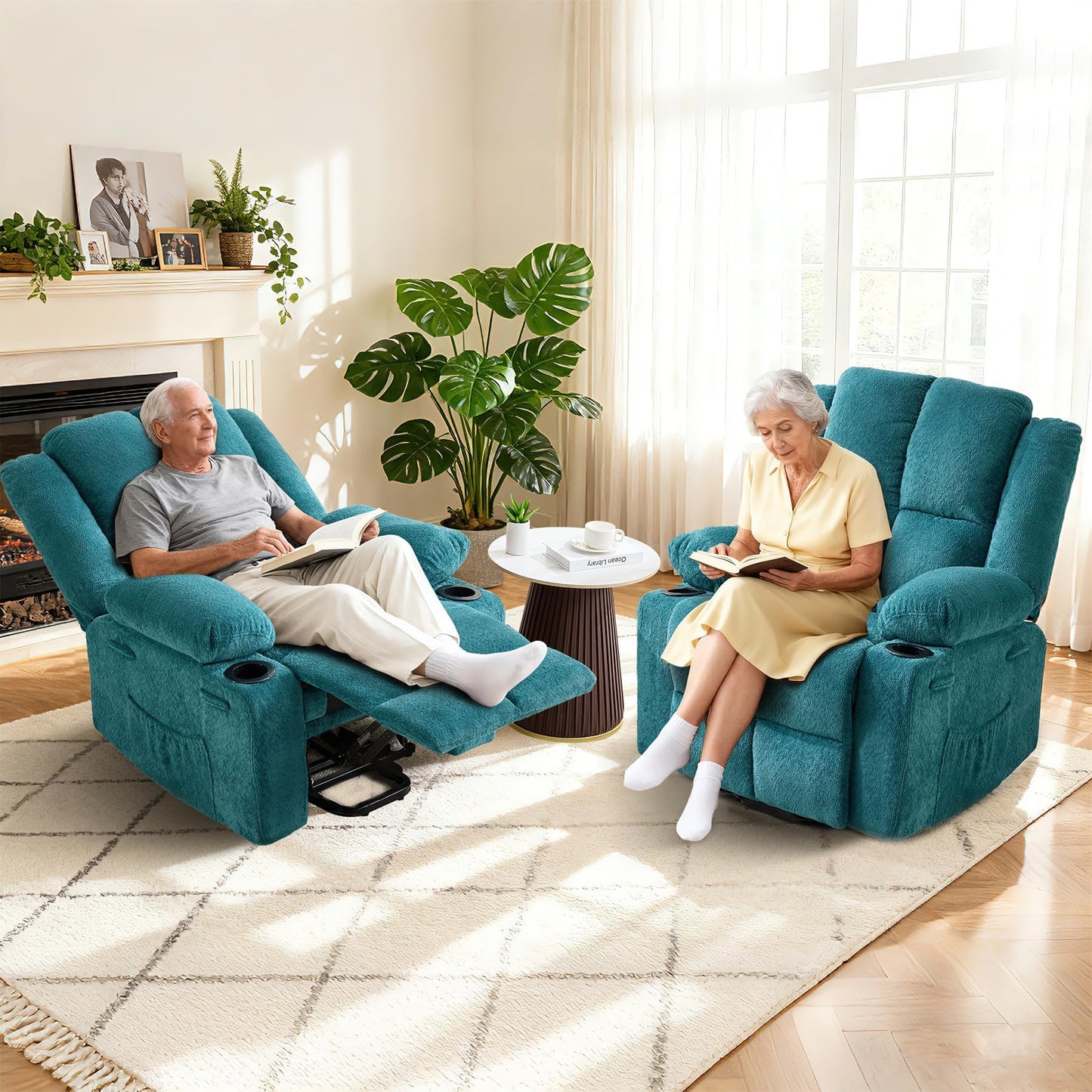 Garvee Power Lift Recliner Chair with Massage and Heat, Oversized Electric Lift Chair with Stand Assist, 155° Adjustable Lay Flat Recliner, 2 Cup Holders for Living Room