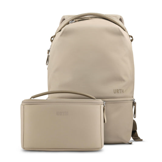 Urth Arkose 20L Modular Backpack + 3.7L Camera Insert - Water Resistant, Anti-Theft, Recycled Bag for DSLR/SLR/Mirrorless, 13-16 Inch Laptop in Beige