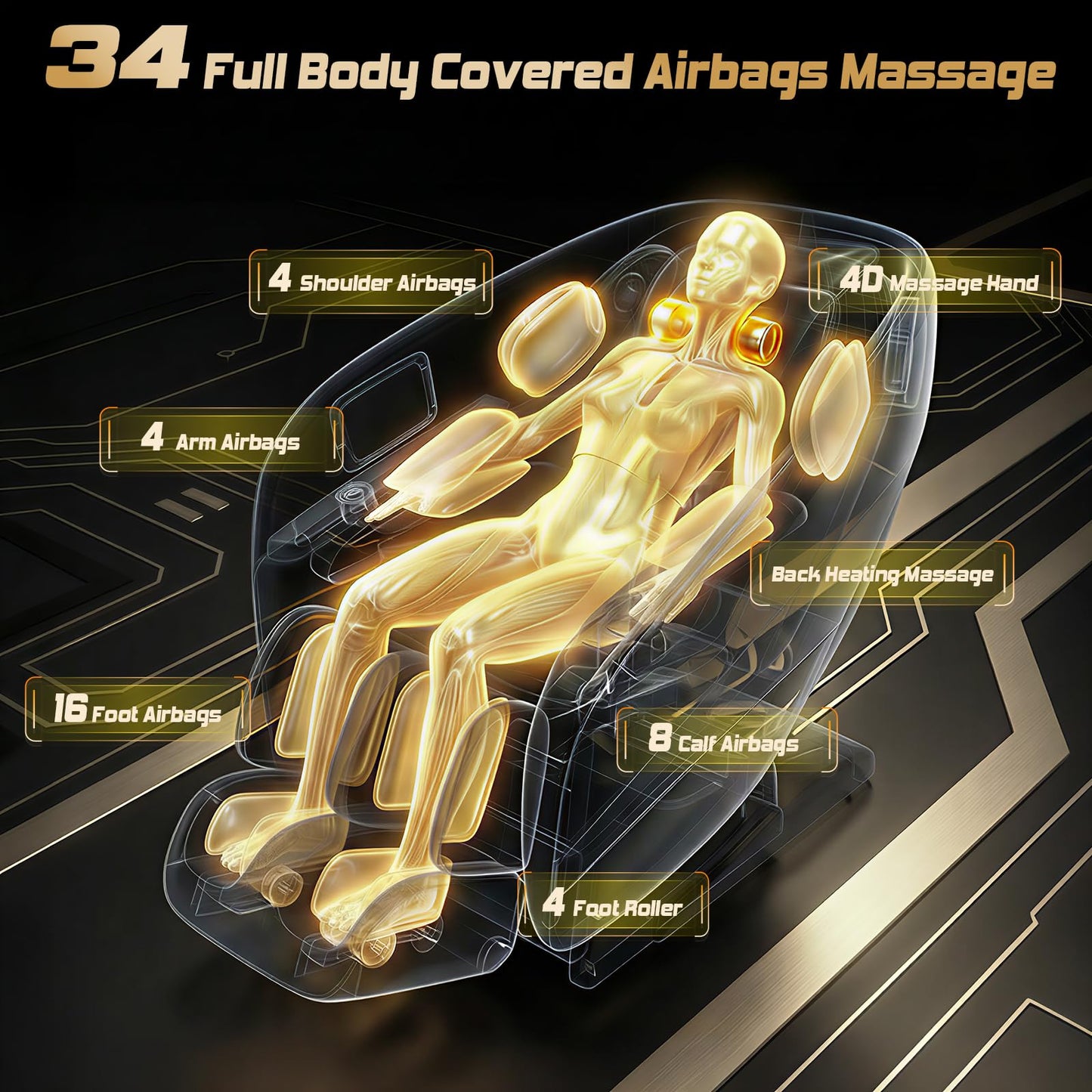 Medfinity 4D Massage Chair Full Body, Zero Gravity Recliner,34 Airbags Massage,20 Auto Massage Programs,Auto Body Scan,AI Voice Control,55" SL Track,Black