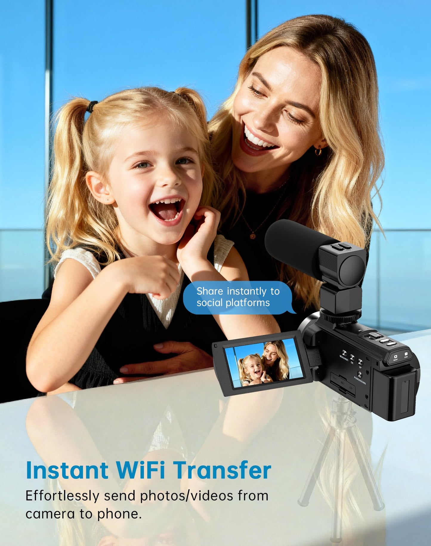 5K Video Camera Camcorder 48MP UHD WiFi Vlogging Camera for YouTube,10X Optical Zoom 3.0'' IPS Touch Screen Anti-Shake Digital Camera with LED Fill Light,64GB Card,Mic,Stabilizer,Remote,2 Batteries