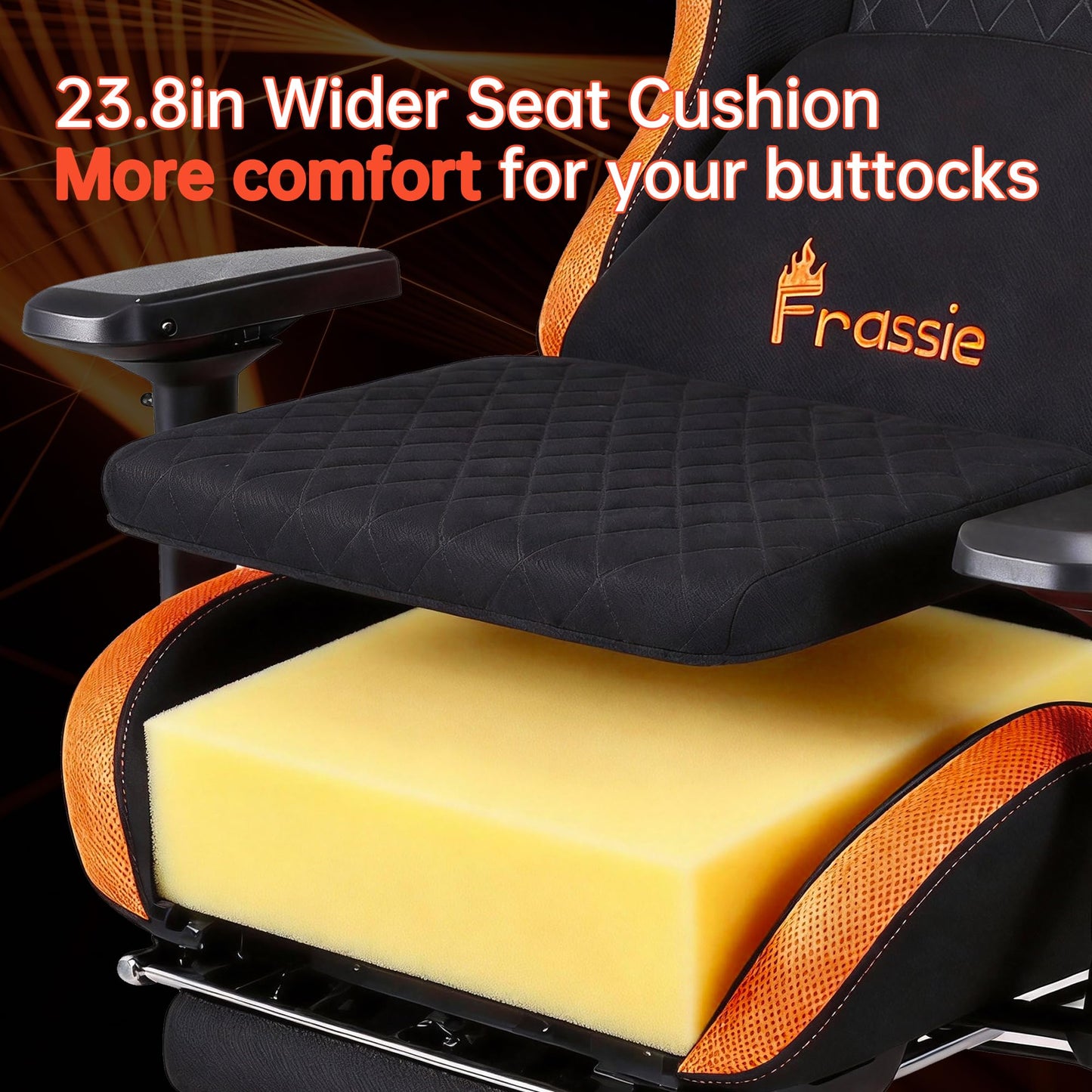 Frassie RGB Gaming Chair with Footrest and LED Lights, High Back Reclining Video Game Chair Ergonomic Computer Gamer Chair with Lumbar Support