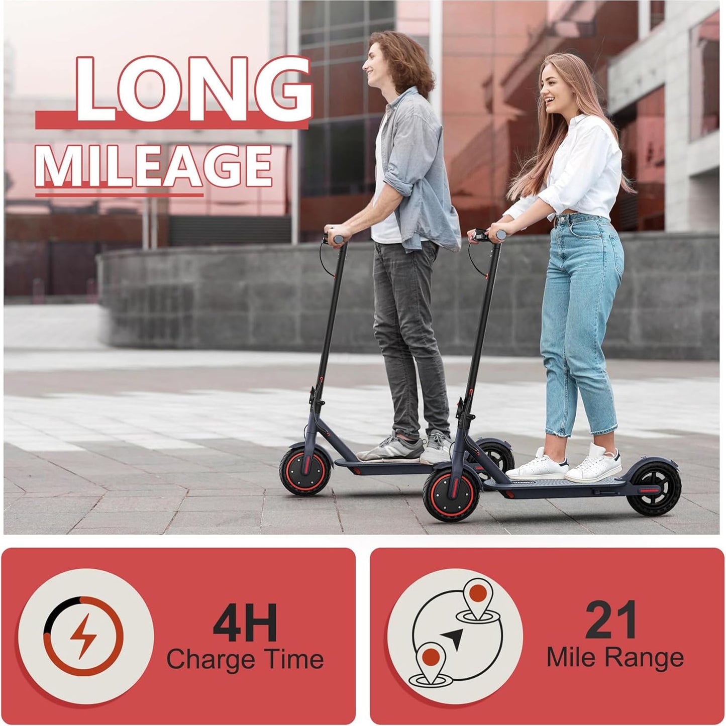 MAXSHOT Electric Scooter for Adults, 8.5/10/14" Tires, 19/22Mph, 350W/500W Motor, 21-28 Miles Range, Folding E-Scooter with Dual Suspension,APP Contro