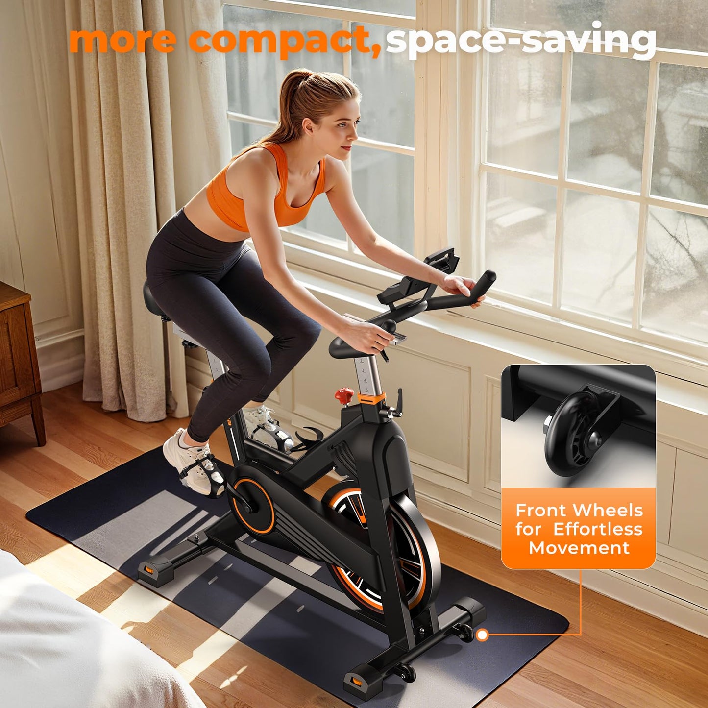YOSUDA PRO Magnetic Exercise Bike 350 lbs Weight Capacity - Indoor Cycling Bike Stationary with Comfortable Seat Cushion, Silent Belt Drive 010C