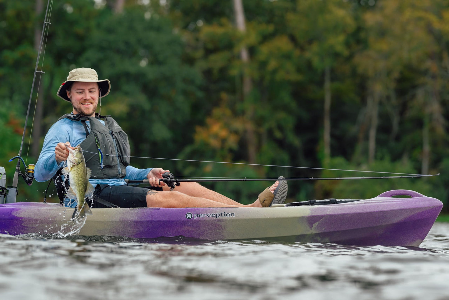 Perception Kayaks Pescador 10 - Sit on Top Fishing Kayak - Front Storage Well - Large Rear Storage and Dual Rod Holders - 10.6 ft - Fossil Tan