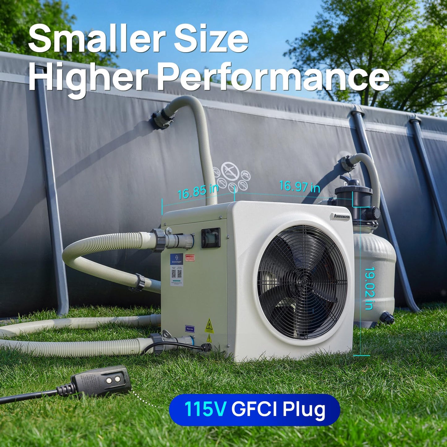 AQUASTRONG Inverter Swimming Pool Heat Pump,Pool Heater for Above Ground and Inground Pool Heating Smart WiFi Control and Cooling Pool Heater Pools Up to, 7000 Gallons