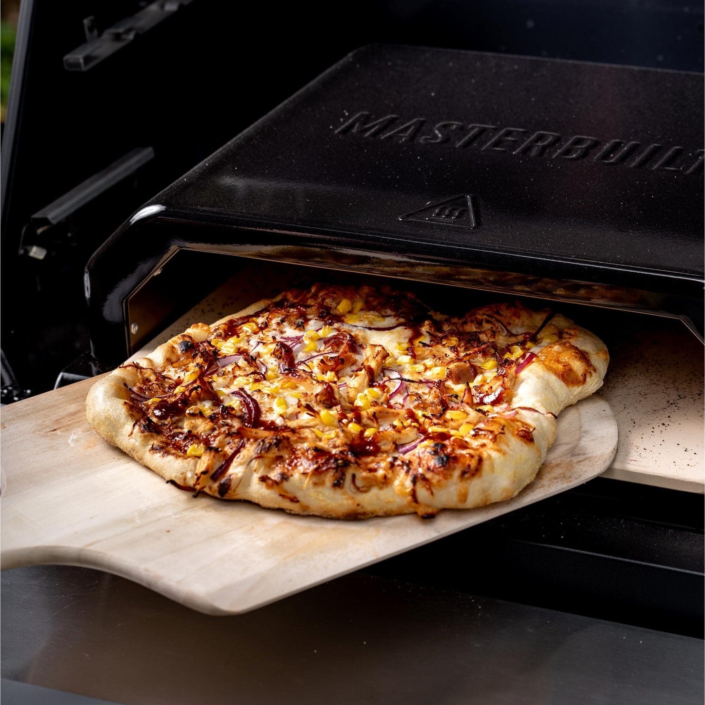 Masterbuilt® Gravity Series Outdoor Pizza Oven Accessory insert with Ceramic Pizza Stone, Porcelain-Coated Exterior with Stainless Steel Interior in Black, Model MB20181722
