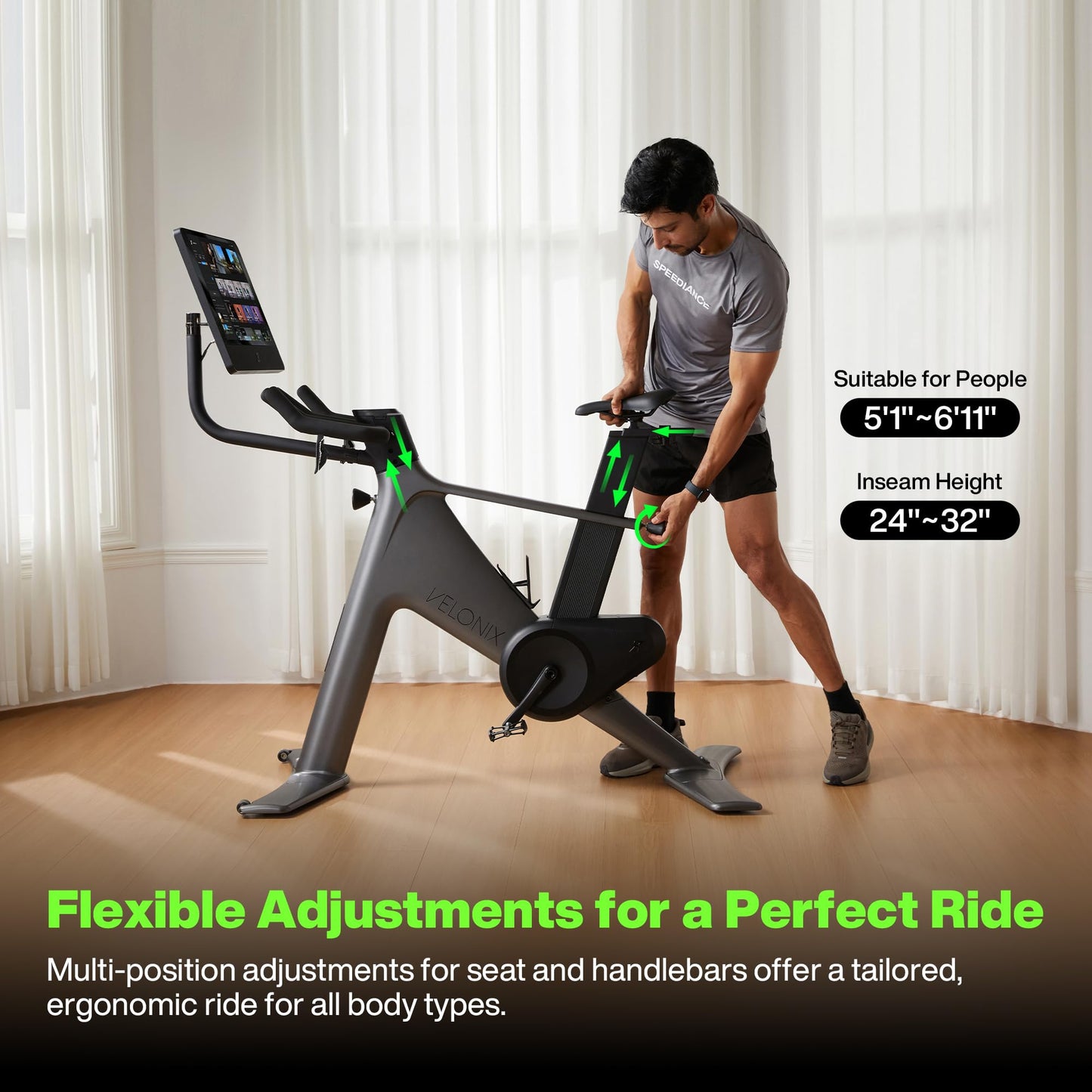 Speediance VeloNix Indoor Exercise Bike, Smart Fitness Bike with Personalized Fitness Courses, Online Cycling Coaching, Low-Noise Cycling Bike, Stationary Bikes for Home Fitness