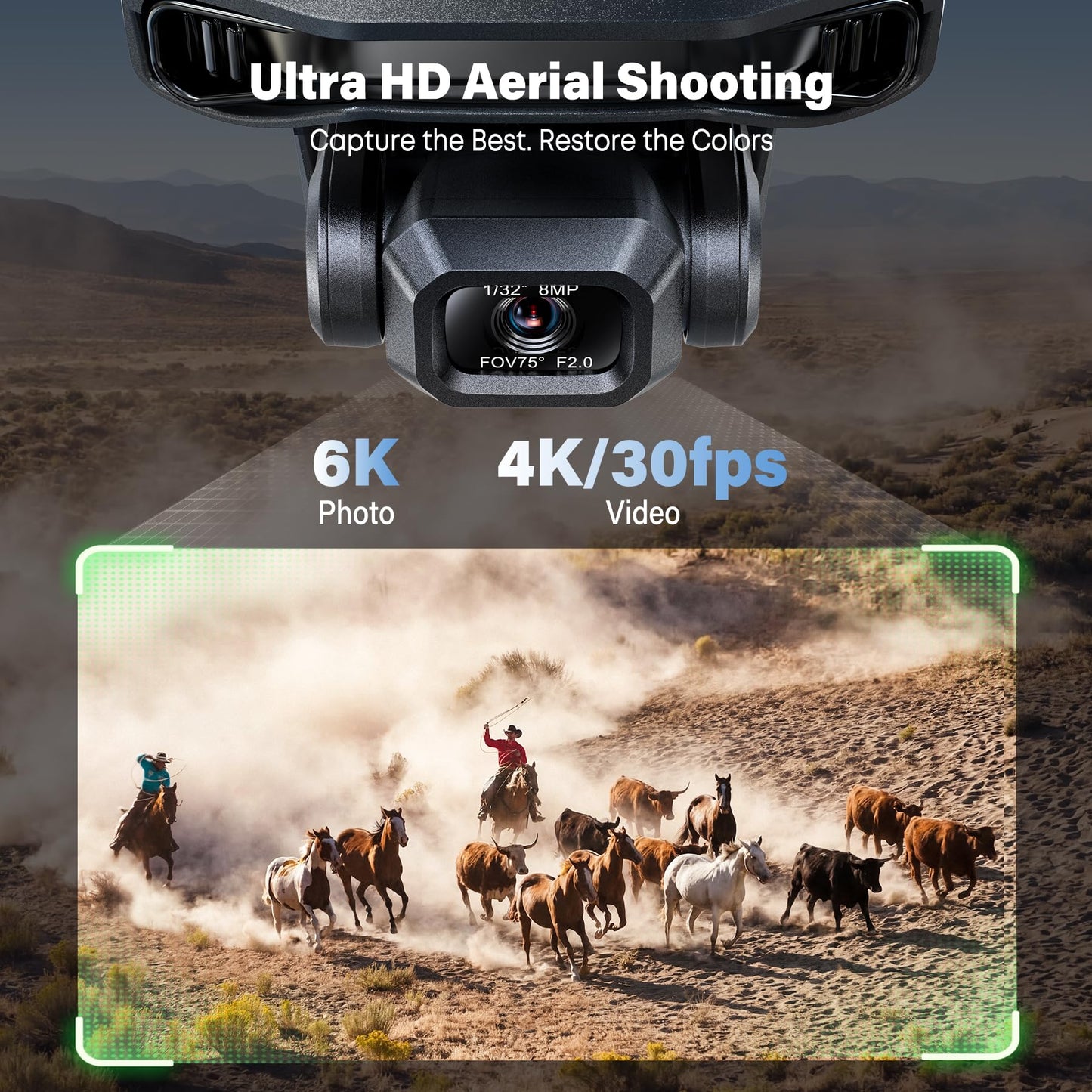 Bwine F7GIM 6K Photo Drone with Camera for Adults, 3-Axis Brushless Gimbal, 4K/30fps Video, GPS Smart Control, Plus 70Mins Flight Time, 10000Ft FPV Digital Transmission and TOF Safety Support