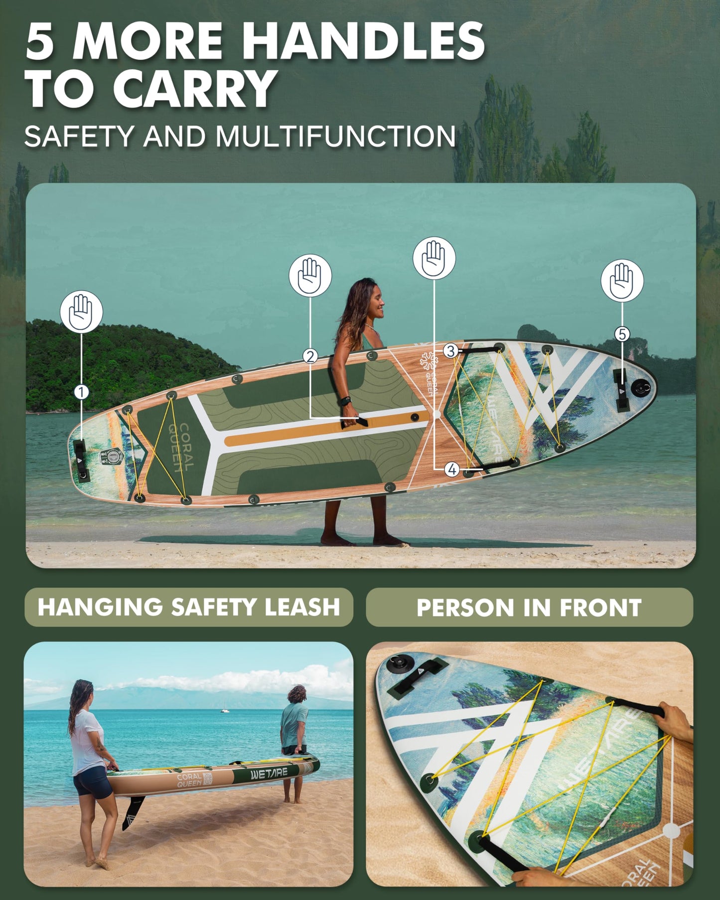 WETARE 11'6"x35" Inflatable Paddle Board, 450lbs Extra Wide Stand Up Sup Board for Adults, Blow Up Paddleboard Kayak Non-Slip Stable Deck Boat for Yoga Fishing Surf