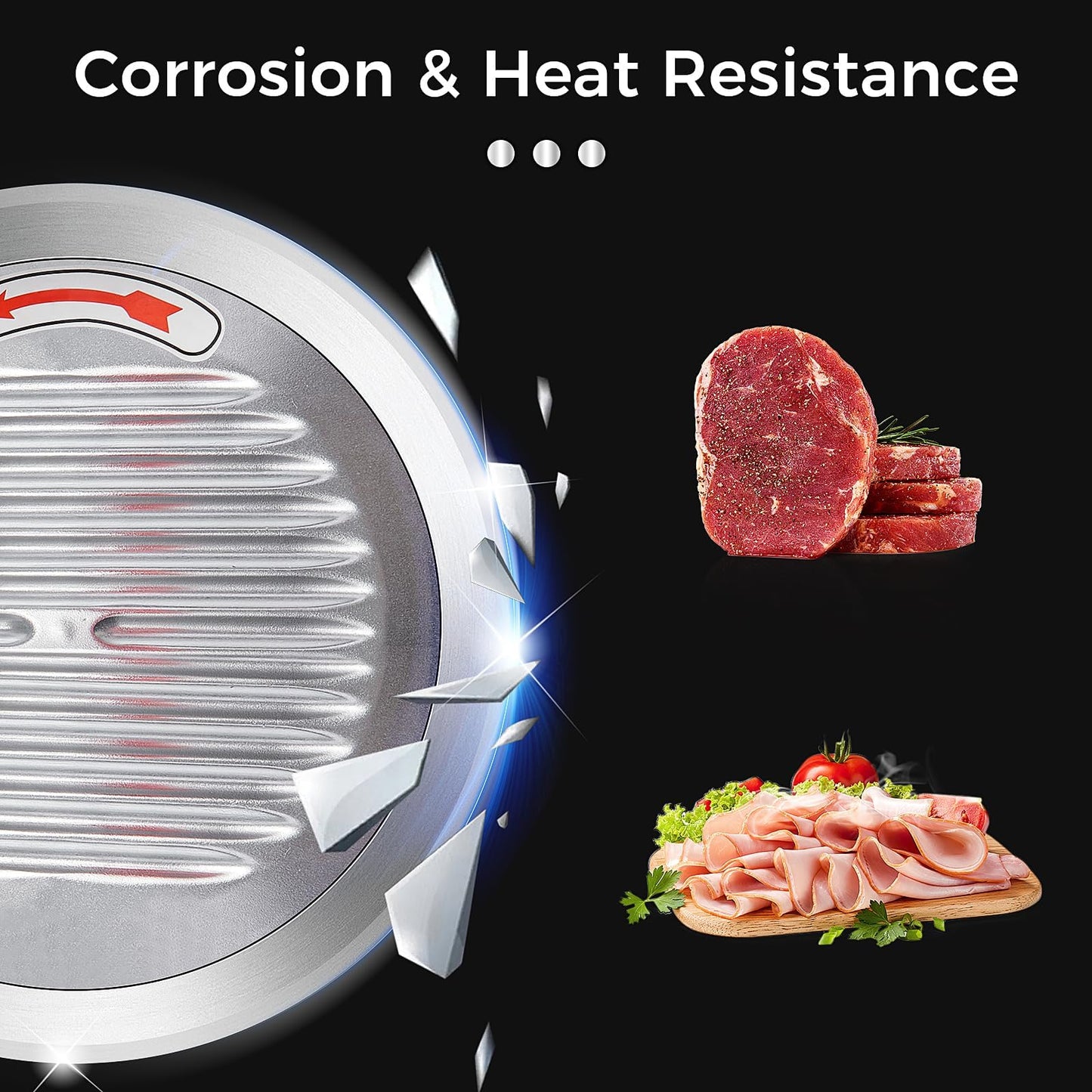 Commercial Meat Slicer, 13-Inch Chromium-Plated Steel Blade, 370W High-Power Pure Copper Motor, 0-16mm Precision Adjustable Thickness, Semi-Automatic Electric Meat Cutter for Kitchen & Restaurant