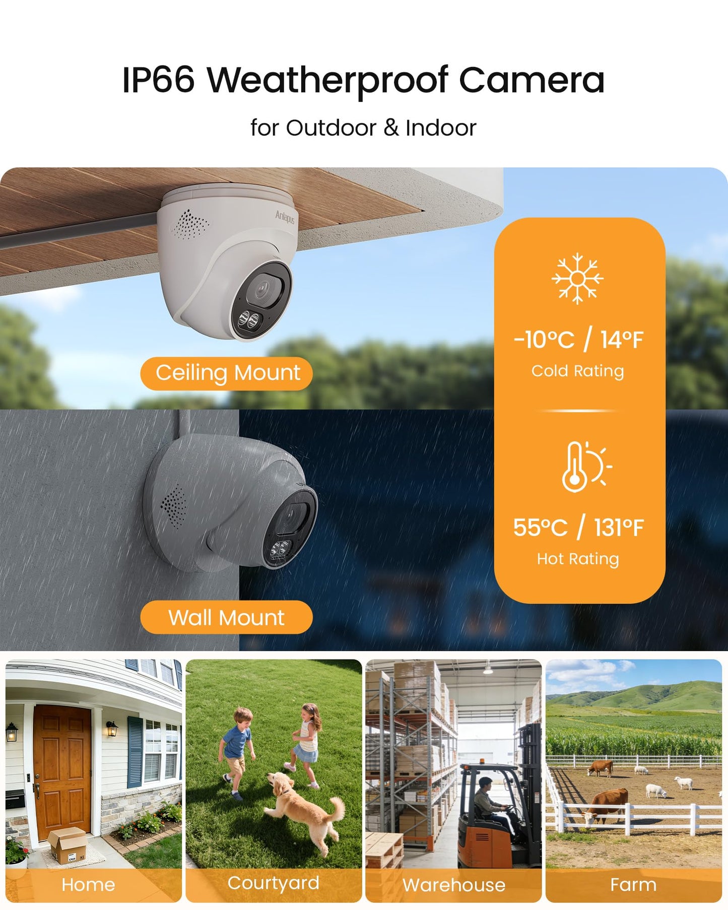 Anlapus 4K Security Camera System with AI Human/Vehicle Detection, 4Pcs 8MP Wired Indoor Outdoor CCTV Cameras, Night Vision, 8CH Home Surveillance DVR with 1TB HDD for 24/7 Video & Audio Recording