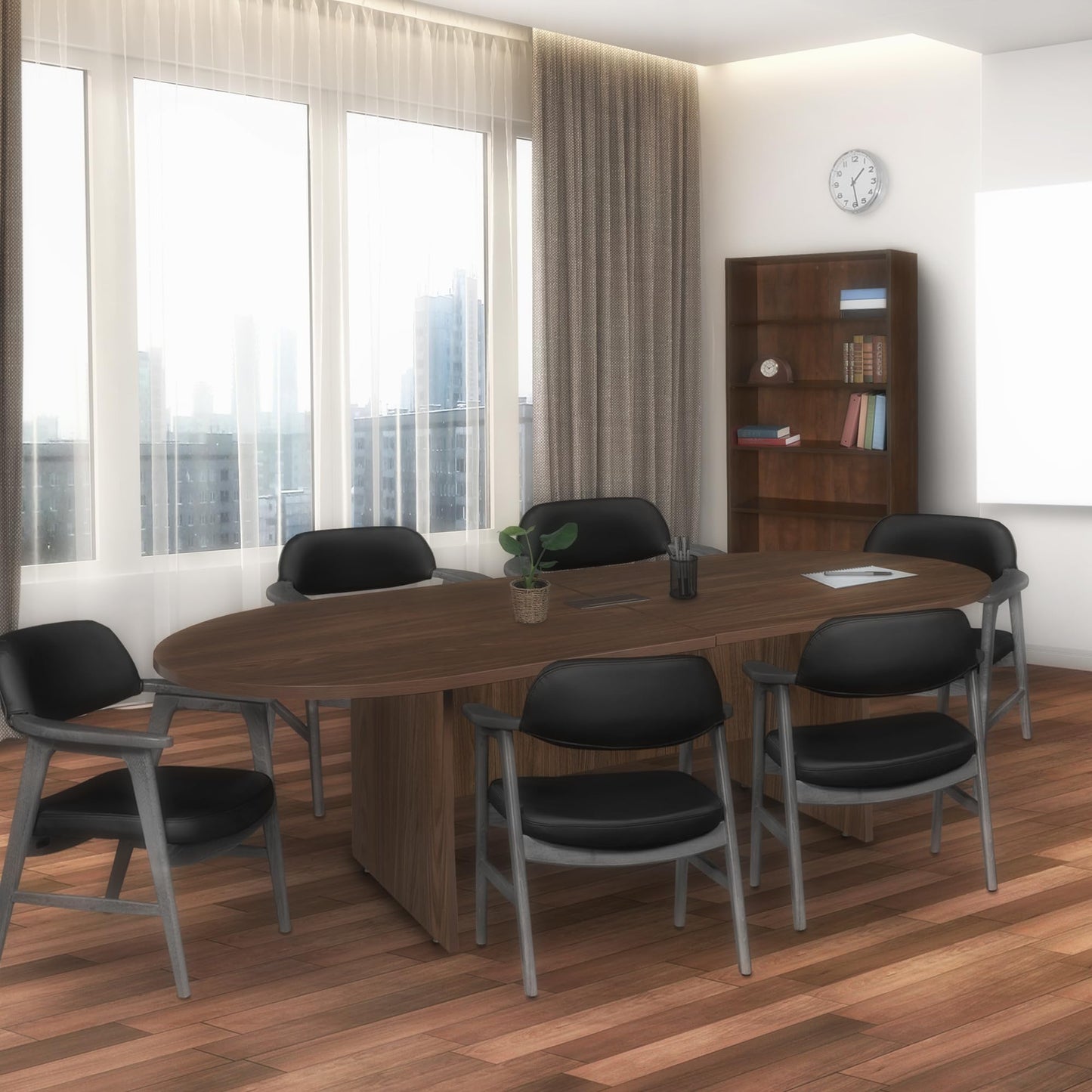 Romig Legacy 10 ft. Racetrack Conference Table with Charging Port- Neo Walnut
