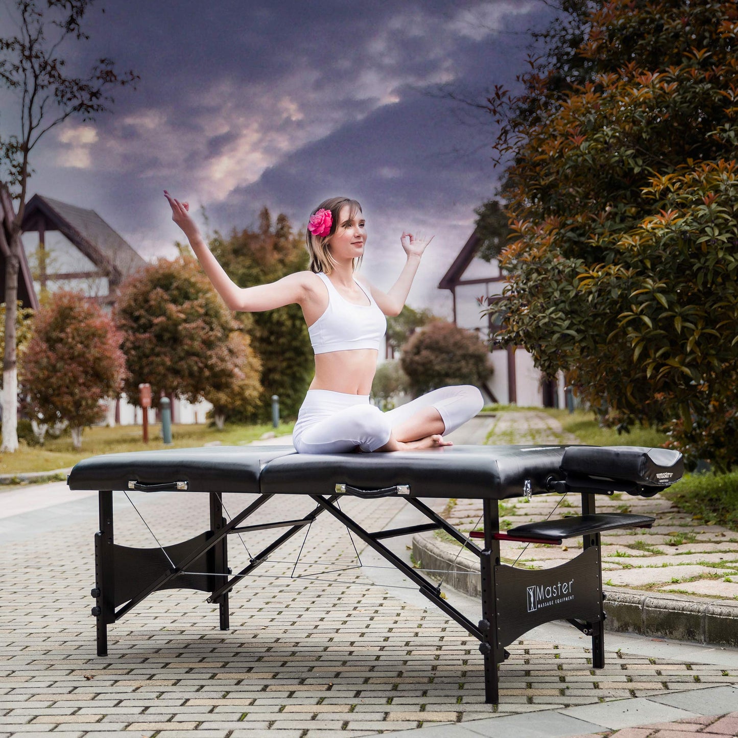 Master Massage 30" Galaxy Professional Portable Massage Table Package with Accessories in Black - Memory Foam Cushioning - Tattoo Table- Spa Salon Beauty Facial Bed