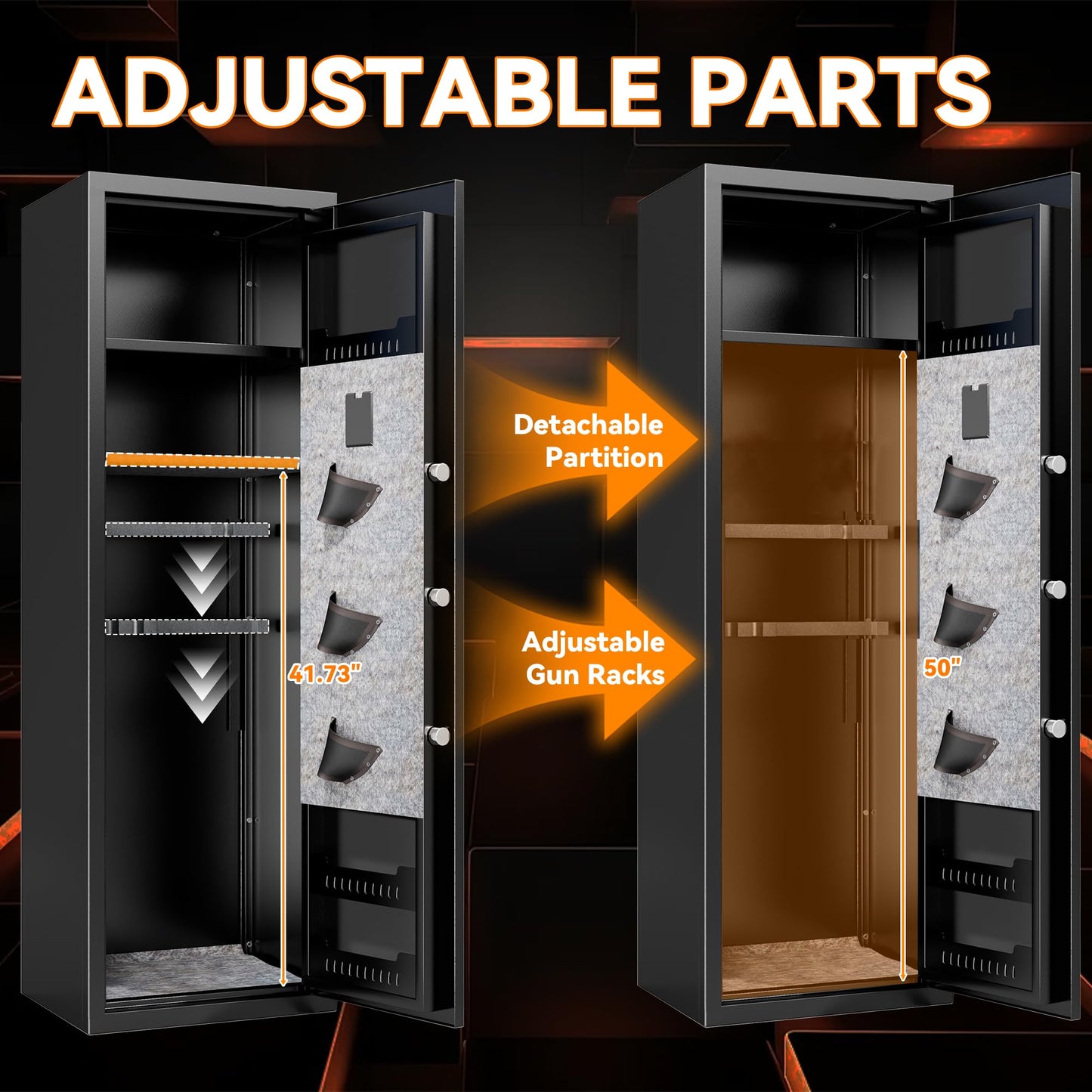 Leariso [No Assembly Required] Gun Safe for Rifles and Pistols, 10-12 Gun Cabinets for Rifles and Shotguns, Fast Biometric Fingerprint Long Gun Locker for Home & Hunting for Enthusiasts 57" High