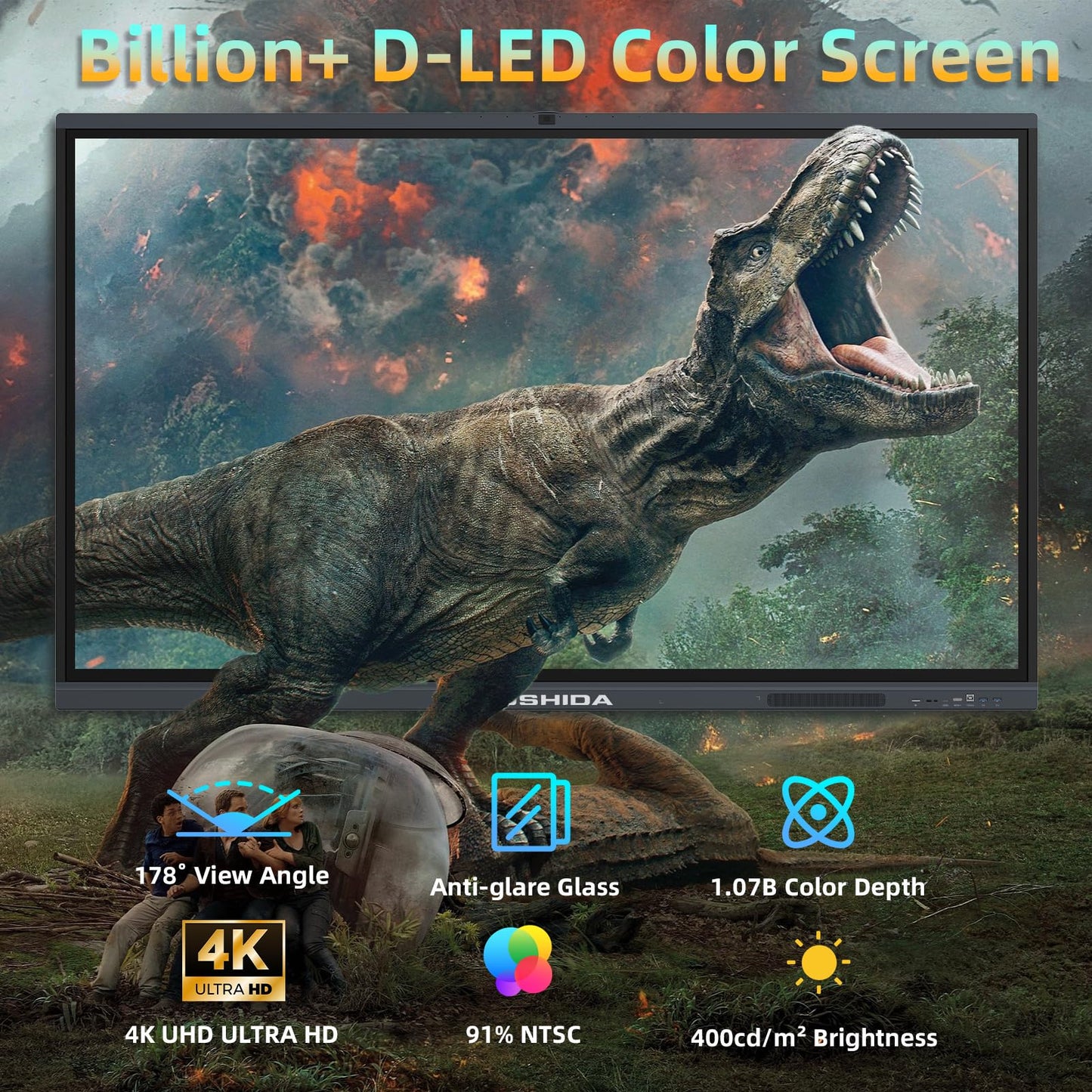 65" Smart Board Google EDLA-Certified 4K Interactive Whiteboard SmartBoard for Classroom & Office Business, Android 14 Touchscreen with 13MP AI Camera 8G RAM+64G ROM, 40-Points, Wall Mount Included