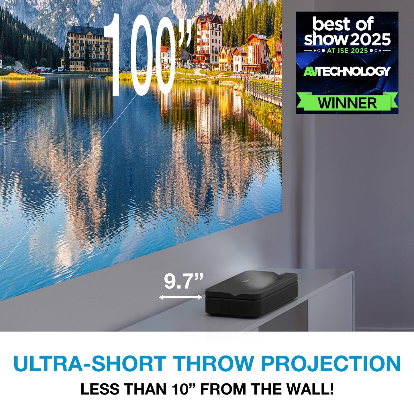 Optoma ML1080UST 1080p Photon Go Ultra Short Throw Full HD LED Triple Laser DLP Google TV Smart Projector