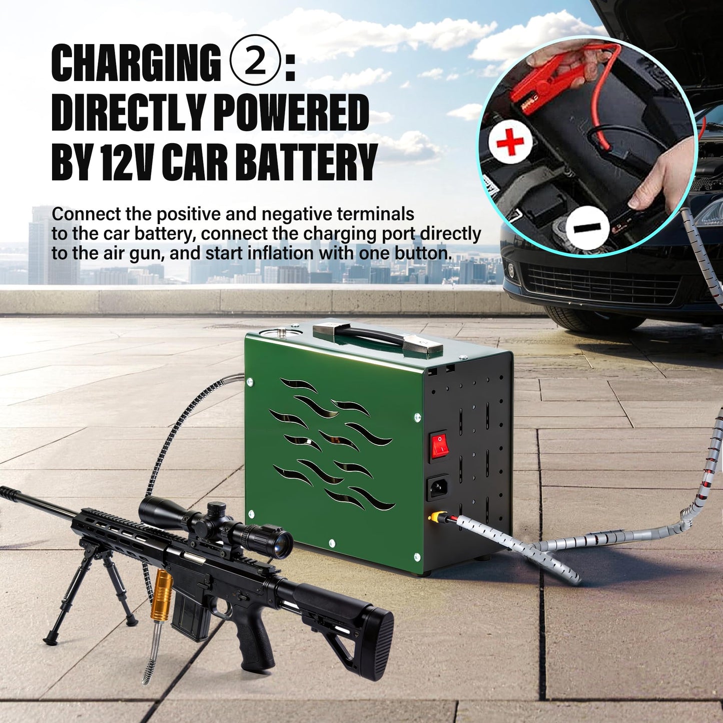 TUDIVING-Portable 4500Psi / 30Mpa Auto-Stop Air Compressor