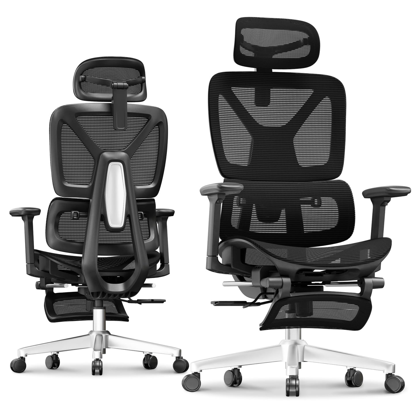 FLEXISPOT ErgoX Premium Ergonomic Office Chair with Footrest - Adjustable 3D Armrests, Dynamic Lumbar Support, Recline & Tilt Function, Mesh Seat, for Home & Office Use, Black