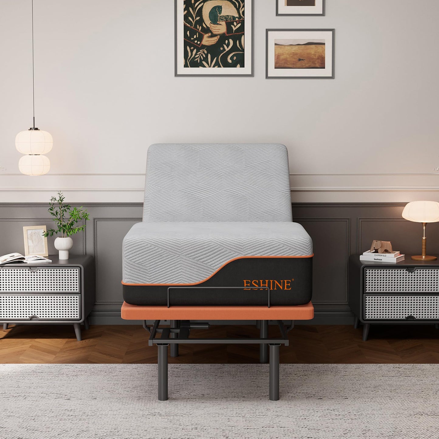 ESHINE 3000 Series Adjustable Bed with 14 inch Ultra-Plush Black Mattress - Twin XL