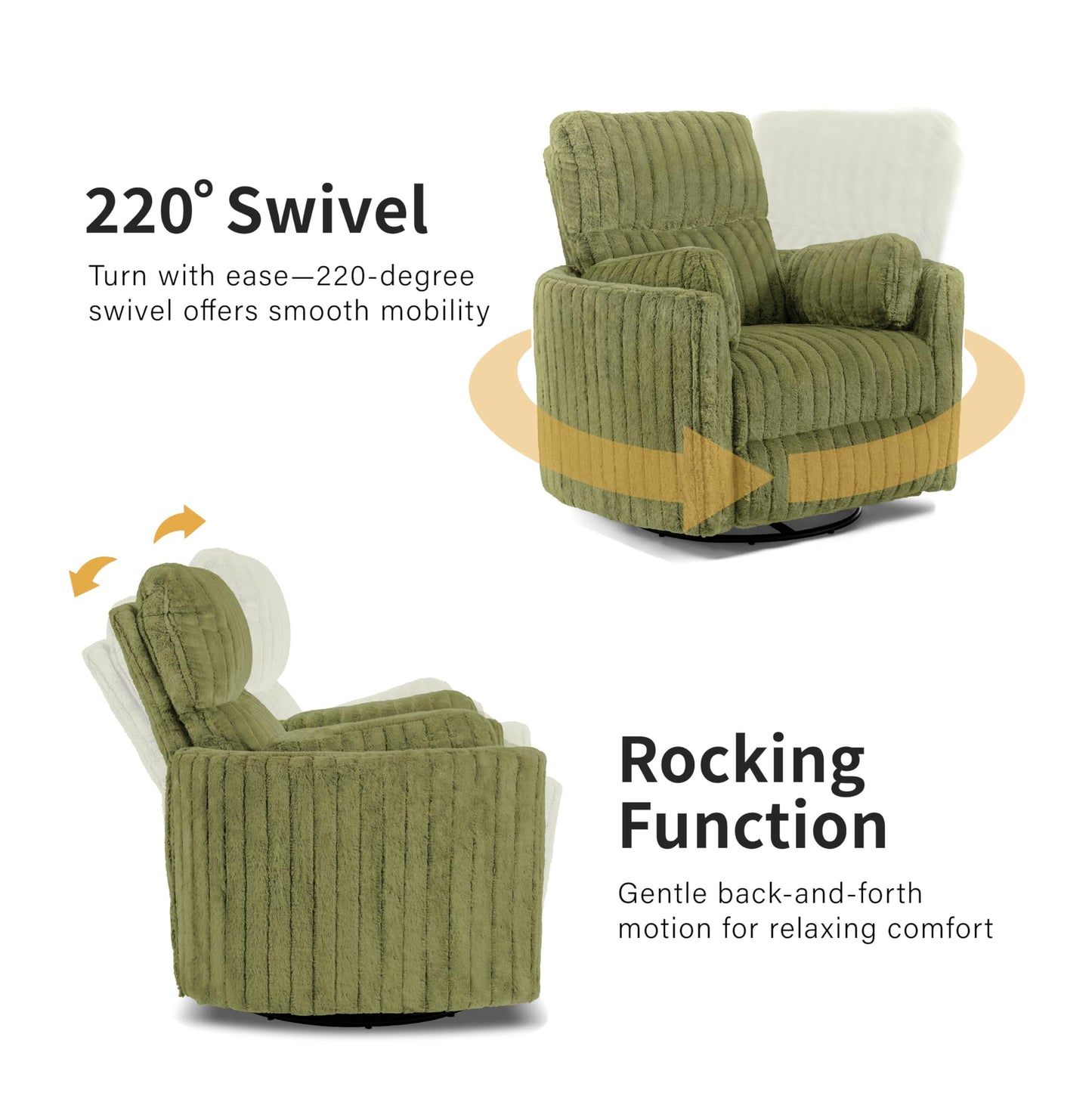 Furniture of America Vyrinor Modern Chenille Power 220° Swivel Recliner Chair with Pillows, Reclining Glider, Comfy Sofa, Wooden Comfortable Couch for Living Room, Nursery, Dark Teal Green