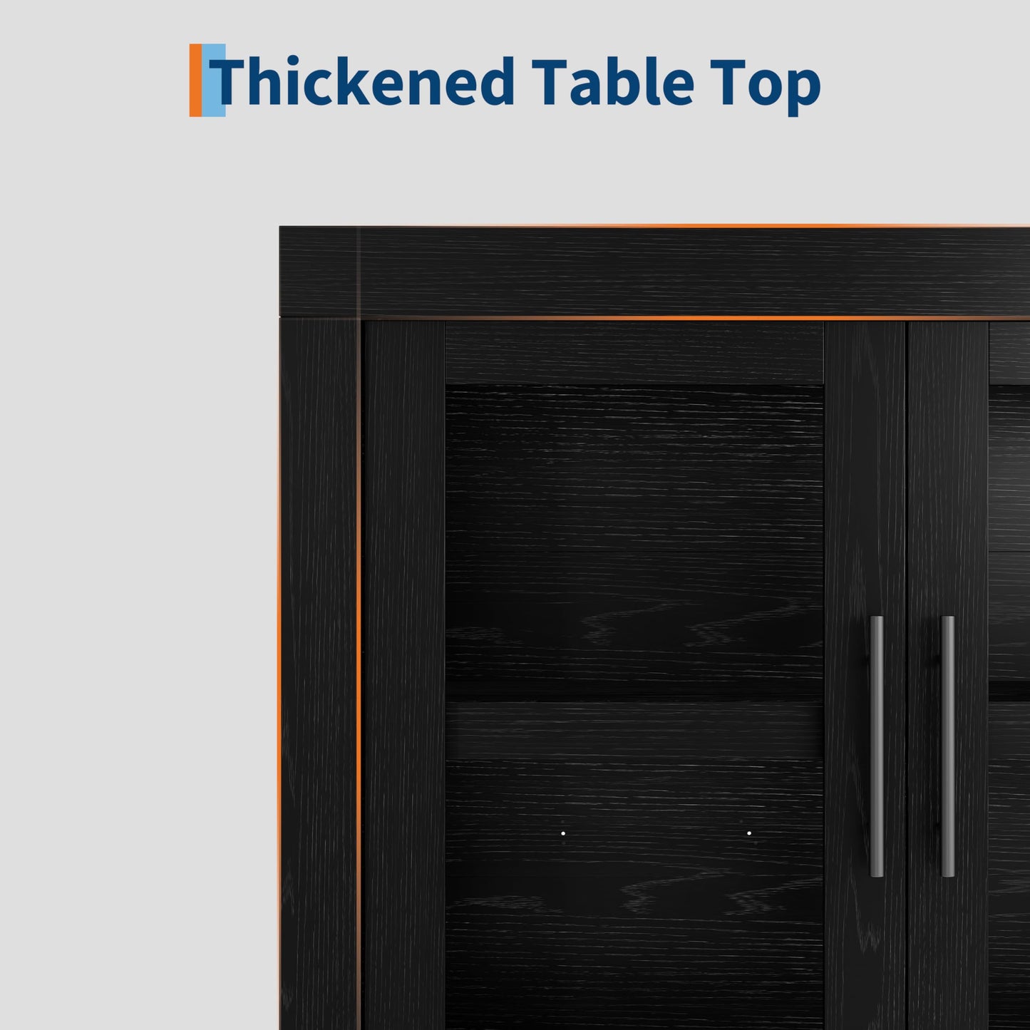 Garvee 70.8 in Sideboard Buffet Cabinet with Storage, Mid Century Modern Accent Cabinet with 4 Glass Doors, Coffee Bar Credenza for Living Room, Dining Room, Hallway, Black
