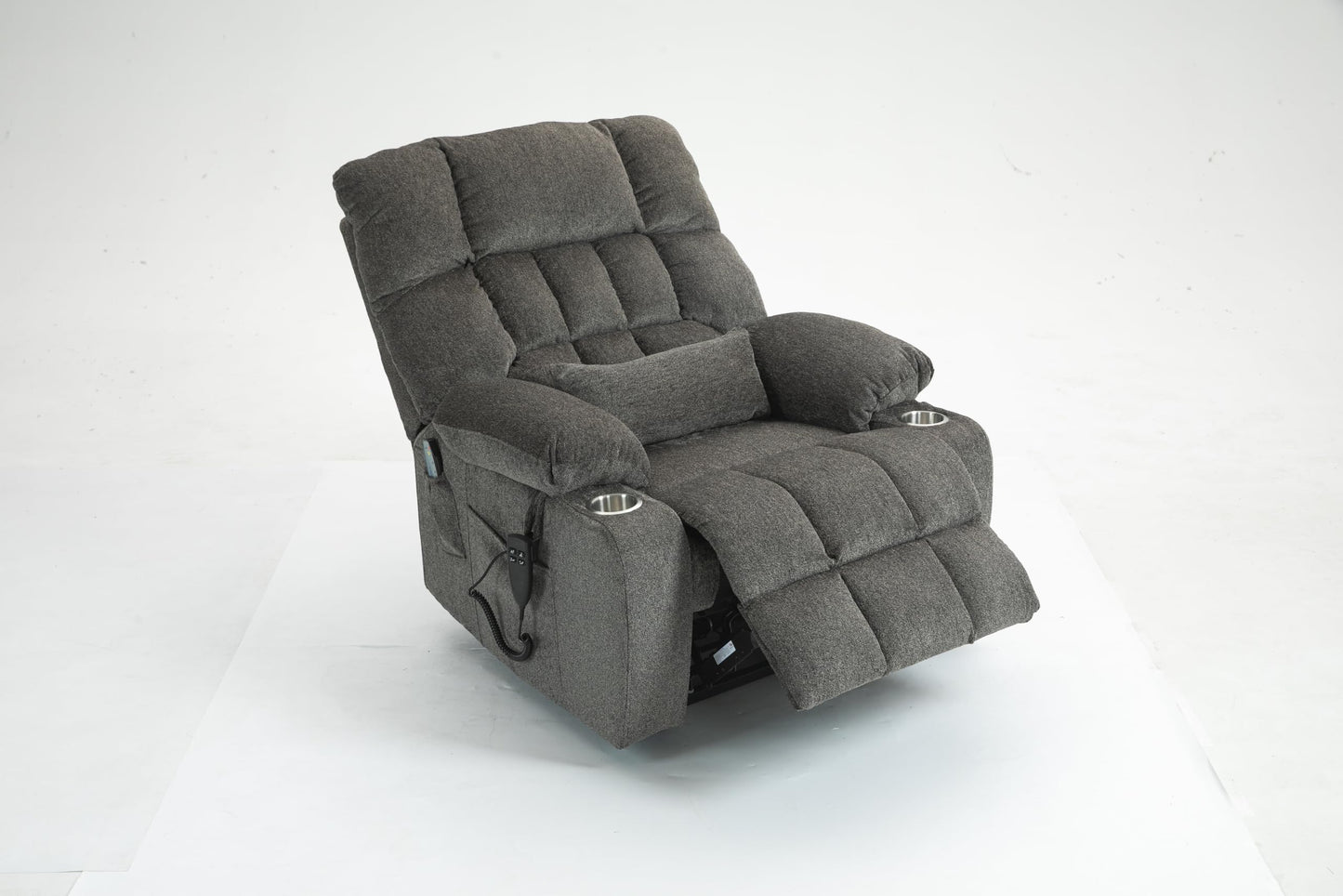 Oversized Power Lift Recliner Chair with Heat and Massage for Big and Tall Adults Electric Reclining Sofa with Dual Remote Cup Holders Side Pockets OKIN Motor, Gray