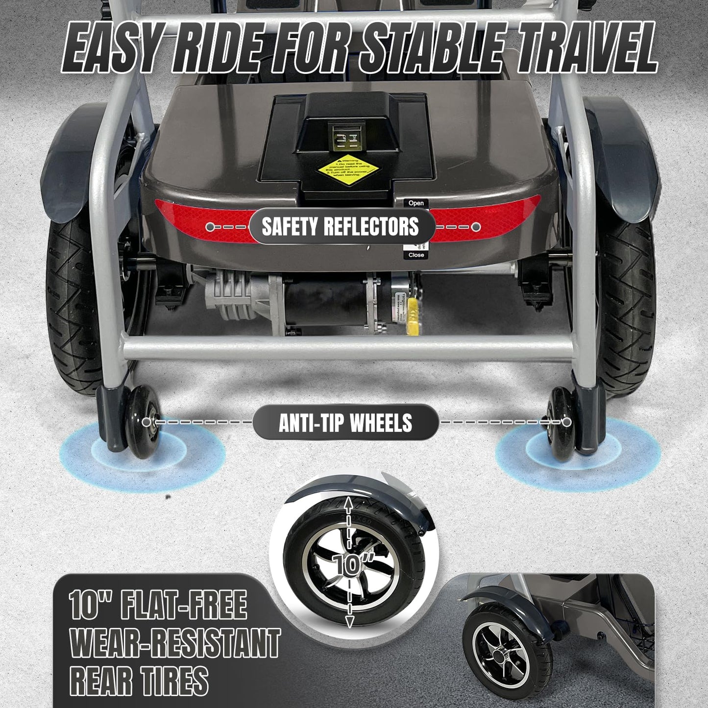 ZiiLIF R3b-Mobility Scooters for Seniors Adults Ultra Lightweight 37.5 Ibs Electric Folding 4 Wheel Mobility Scooter with Cup Holder, Compact & Convenient for Travel Airline Approved, Gray