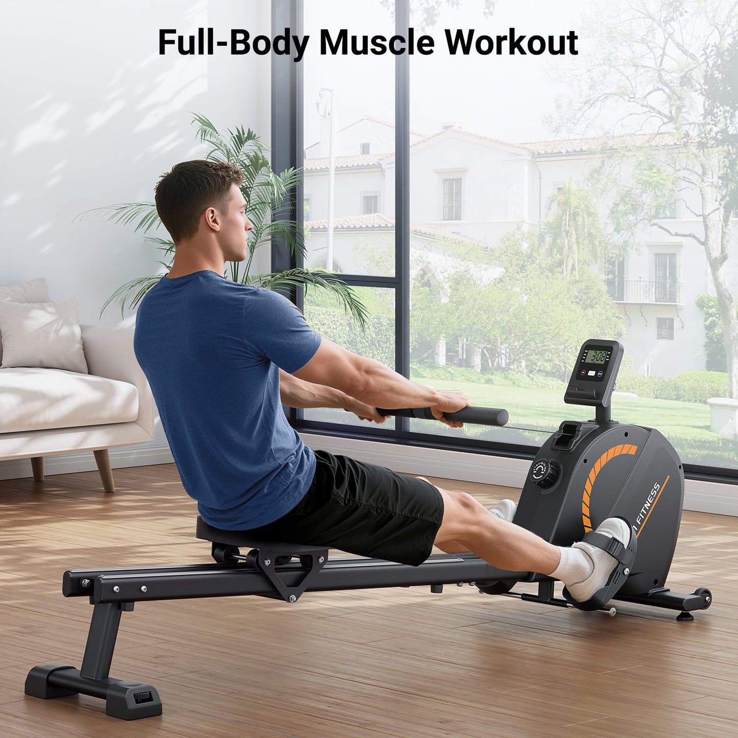 Dripex Rowing Machines for Home, Upgraded Rowing Machine Max 350 LBS, Magnetic Rower with 16 Levels of Workout Resistance, Dual Slide Rail, App Supported, LCD Monitor, Row Machine for Gym Exercise