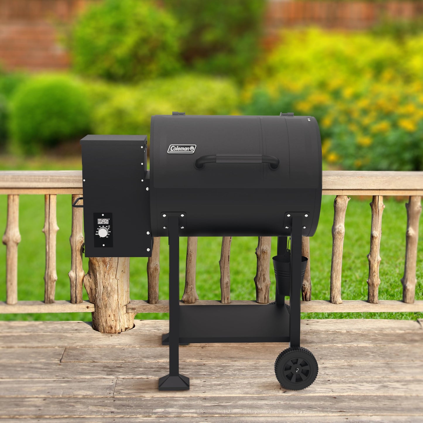 Coleman Cookout 700 Pellet Grill with 690-Sq. In. Total Cooking Surface, 2-Wheel Cart and Shelf Storage in Black, Durable Pellet Smoker Grill for Grilling, Roasting, Baking, Roasting, and Smoking
