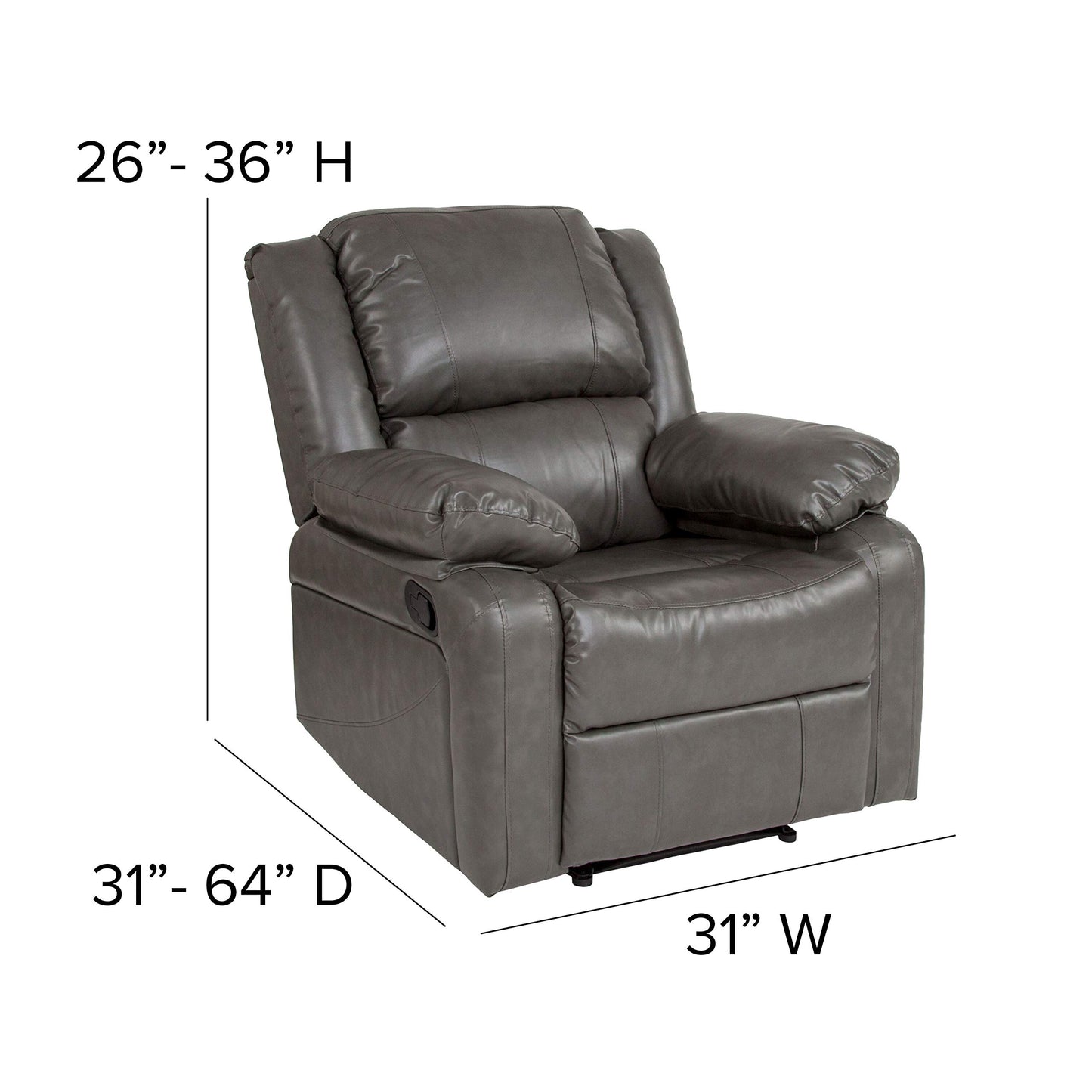 Flash Furniture Harmony Series Gray LeatherSoft Recliner