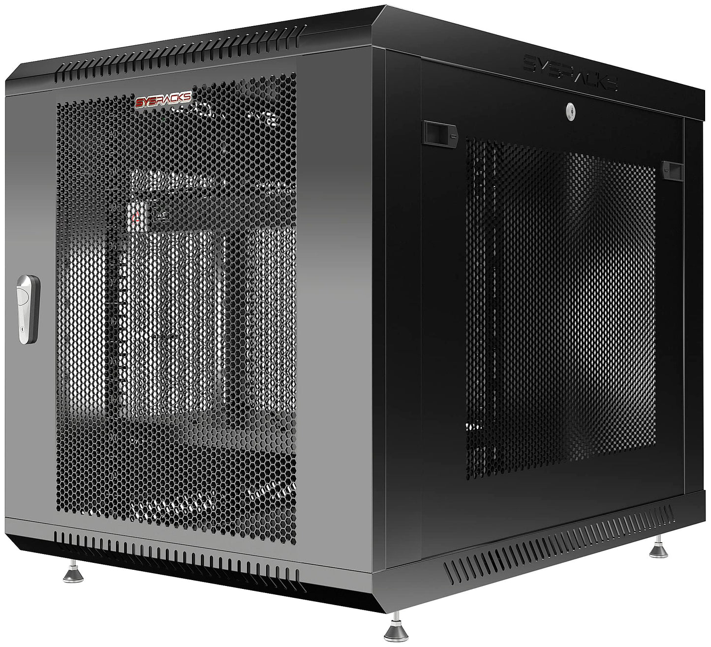 Sysracks 12U MESH Wall Rack Mount Server 35" Deep Network Cabinet, Server Rack with Fan, Removable Side Panels, Locking Glass Door 19" Computer Cabinet Enclosure Network Rack Case 12.900