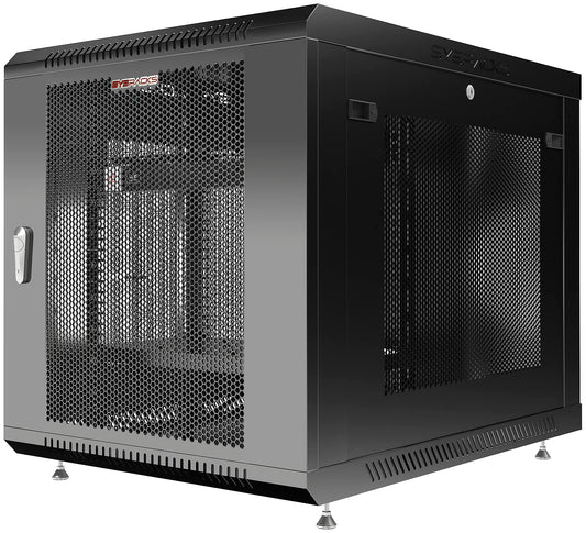 Sysracks 12U MESH Wall Rack Mount Server 35" Deep Network Cabinet, Server Rack with Fan, Removable Side Panels, Locking Glass Door 19" Computer Cabinet Enclosure Network Rack Case 12.900