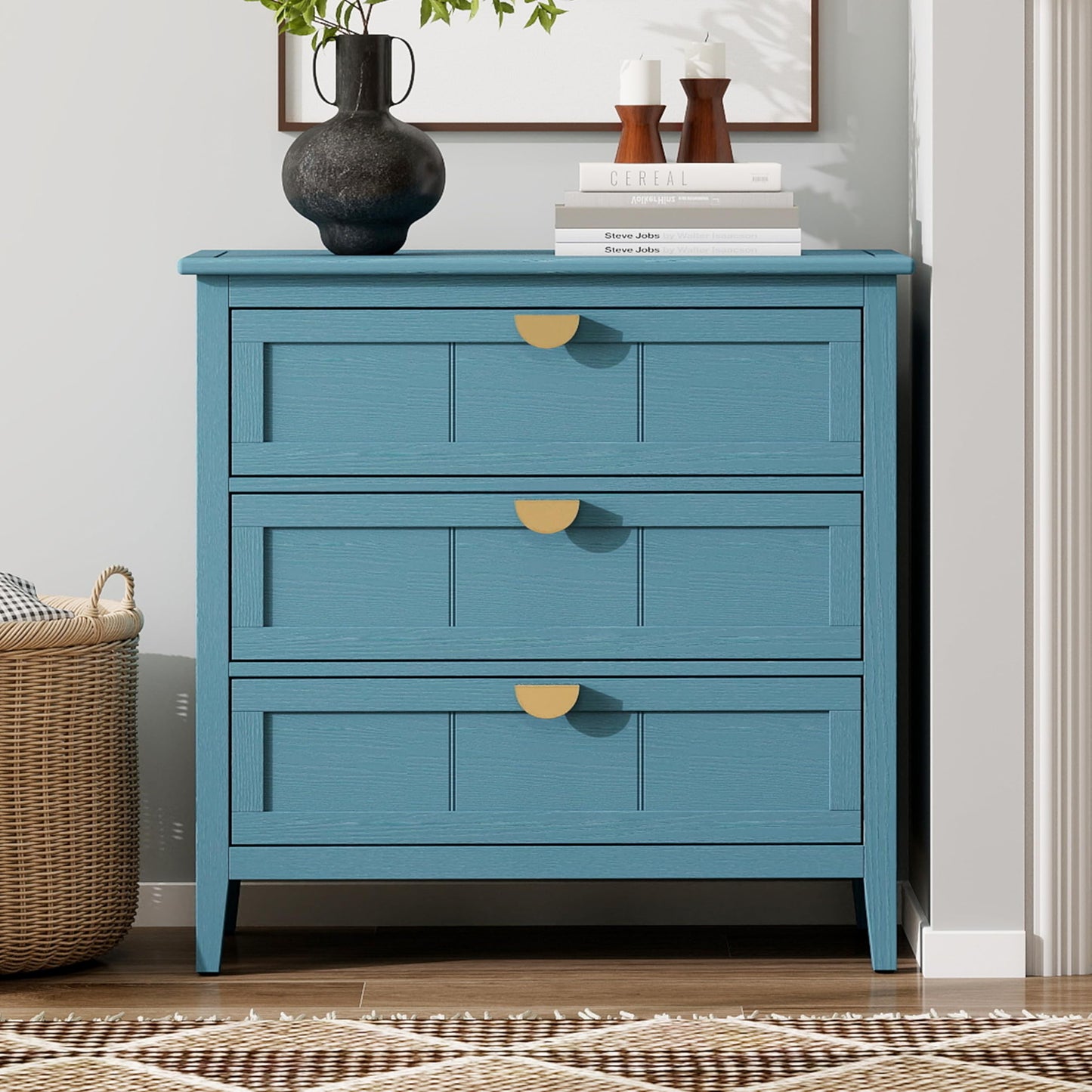 Nightstand Bedside Table End Table Storage Chest Cabinet (Blue(3 Drawers))