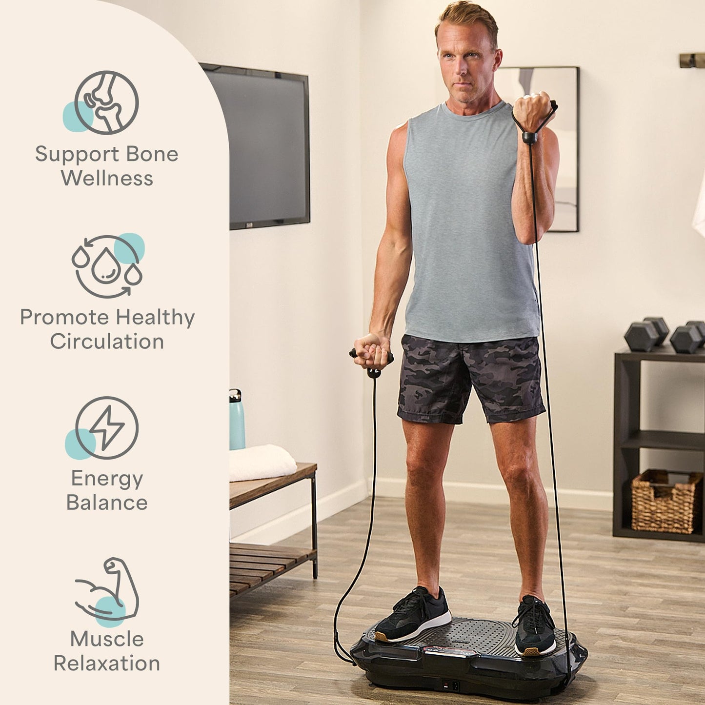 Lifepro Waver Vibration Plate Exercise Machine – High-Intensity Vibration Plate for Lymphatic Drainage – Full-Body Workout Vibrating Platform with Loop Bands – Fitness Equipment for Strength & Toning