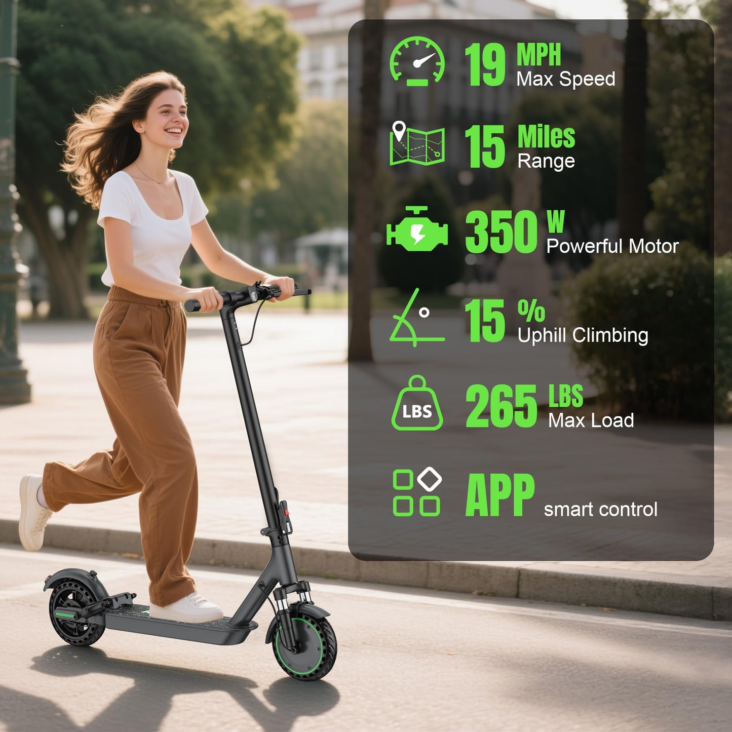 VOLPAM Electric Scooter with 8.5"/10" Solid Tire, 350W/500W Powerful Motor & 19/22 MPH Top Speed, 16-28 Miles Long Range, Folding E Scooter Choice